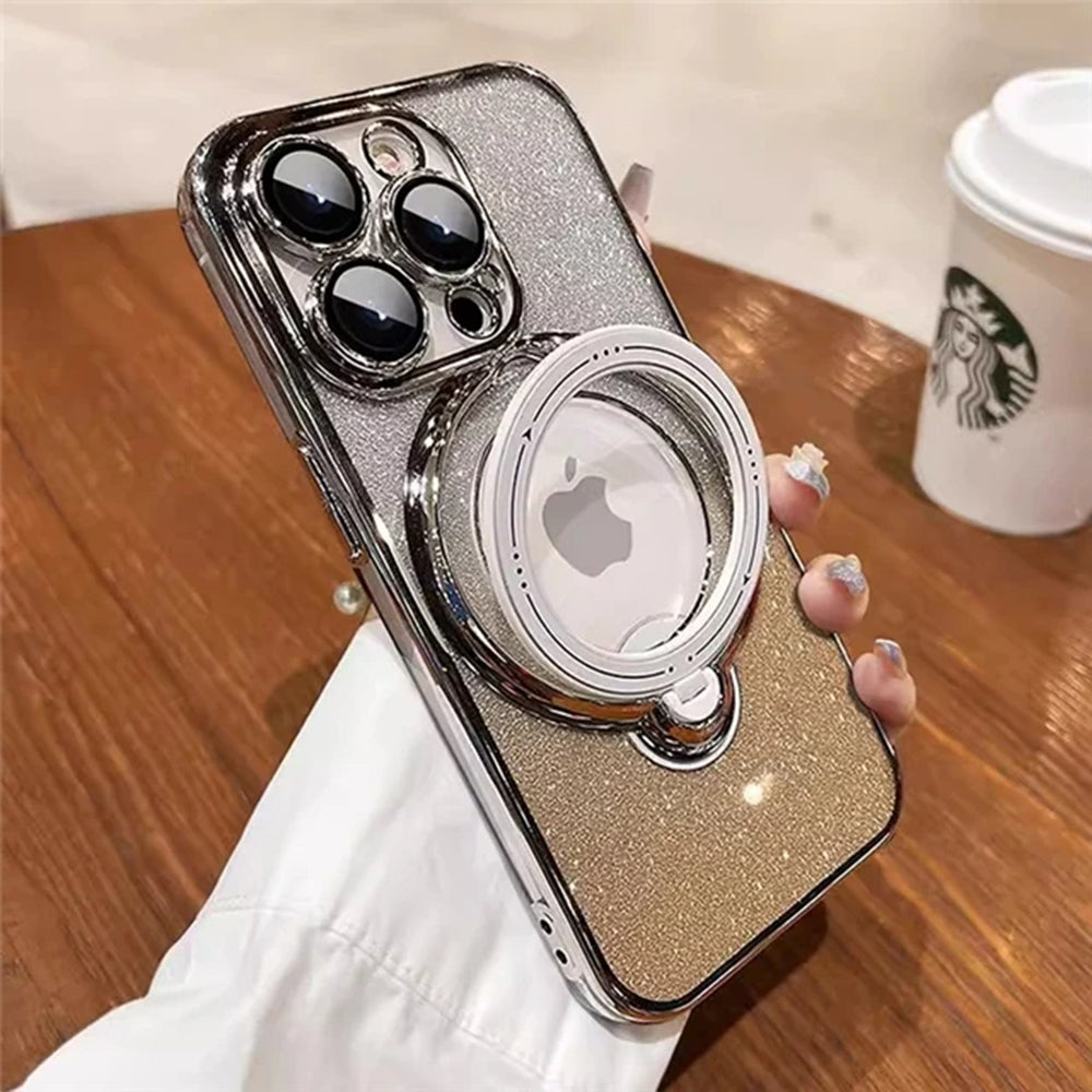 LuxuryKase LK150 Glitter Magnetic Bracket Stand Mag-Safe Wireless Chargeing Case - For iPhone