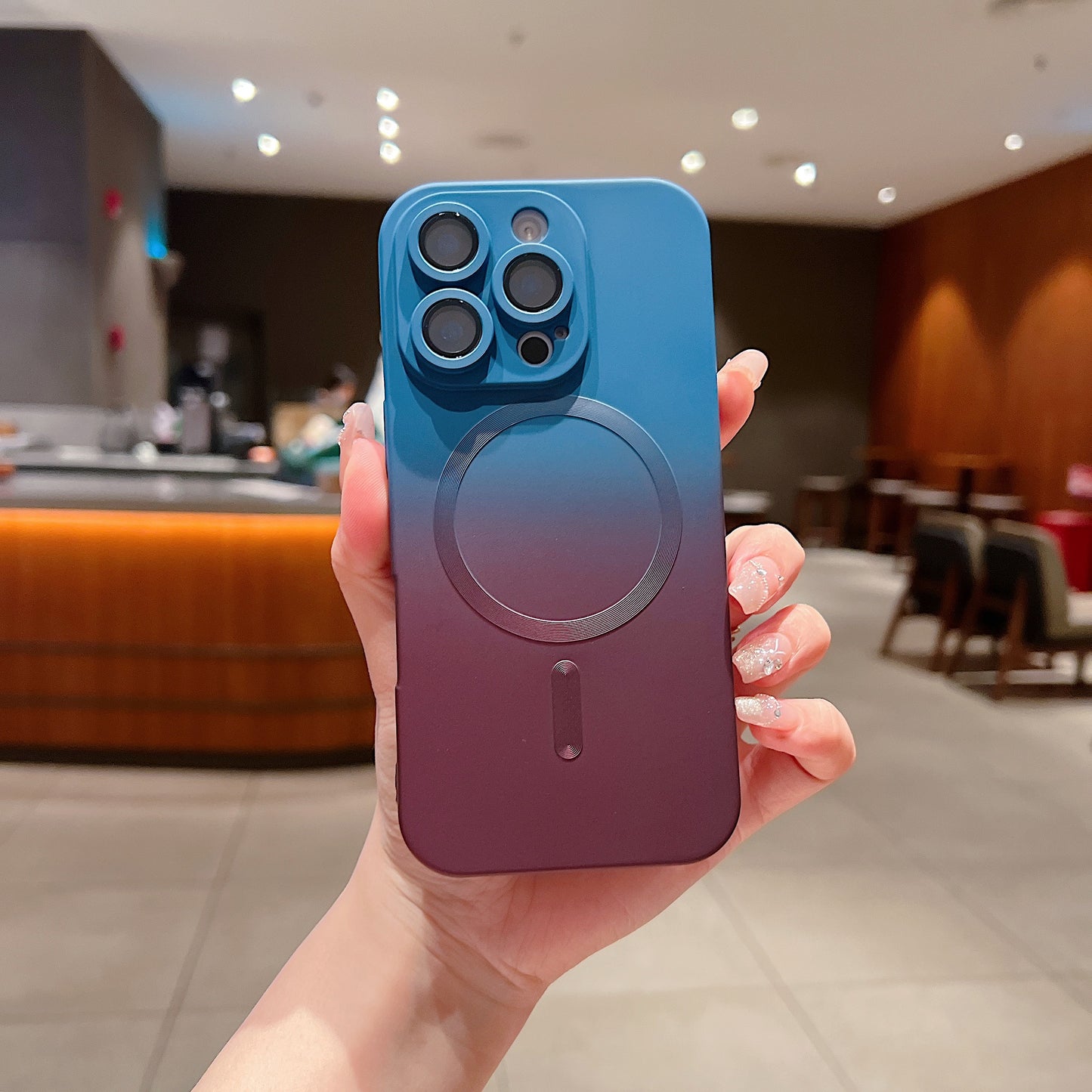 LuxuryKase Gradient Mag-Safe Case | Soft Silicone Shockproof Cover with Camera Protection | Slim Lightweight Design | Smooth Touch & Durable For iPhone