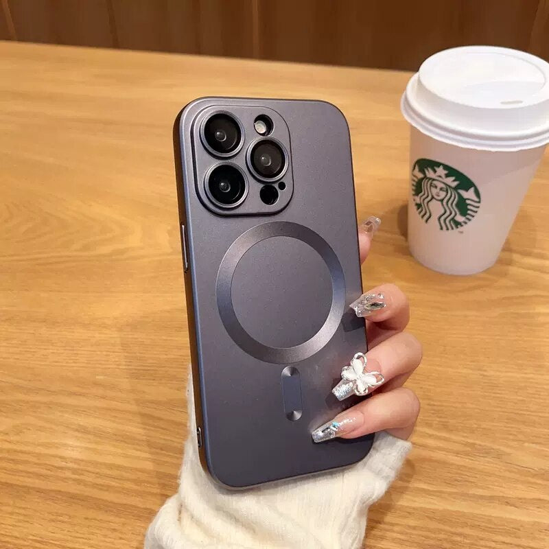 LuxuryKase Premium Mag-Safe Case | Shockproof & Anti-Scratch Cover | Soft Silicone with Wireless Charging | Camera Lens Guard For iPhone & Samsung Series