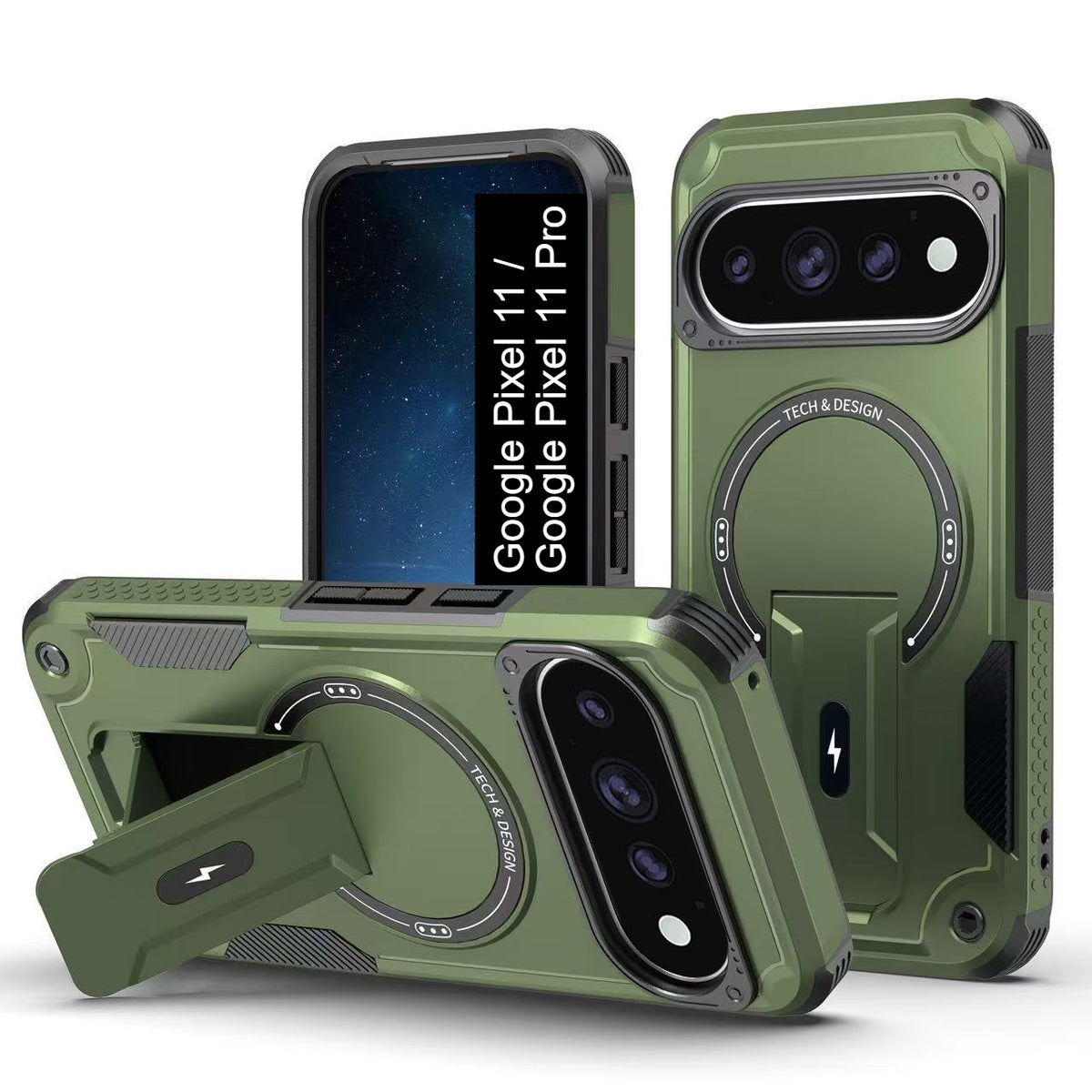 US LITE Back Cover with Portable Kickstand | Mag-Safe Compatible Magnetic Case | Shockproof Military Grade Protection | Rugged Armor Design Phone Cover For iPhone & Samsung