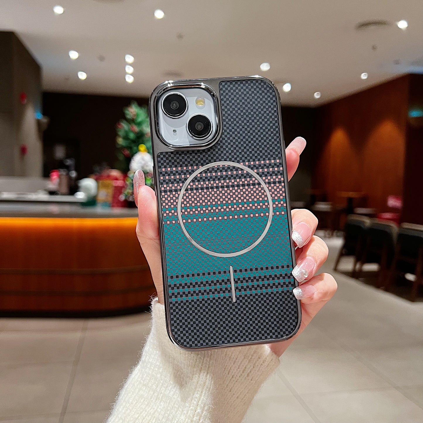 LuxuryKase Carbon Fiber Magnetic Case | Compatible with Mag-Safe | Slim Shockproof Protective Cover | Precise Cutouts & Anti-Scratch | Wireless Charging Support For iPhone & Samsung