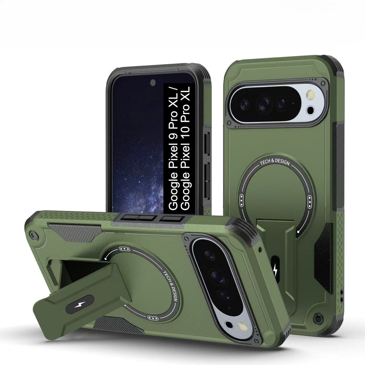 US LITE Back Cover with Portable Kickstand | Mag-Safe Compatible Magnetic Case | Shockproof Military Grade Protection | Rugged Armor Design Phone Cover For iPhone & Samsung