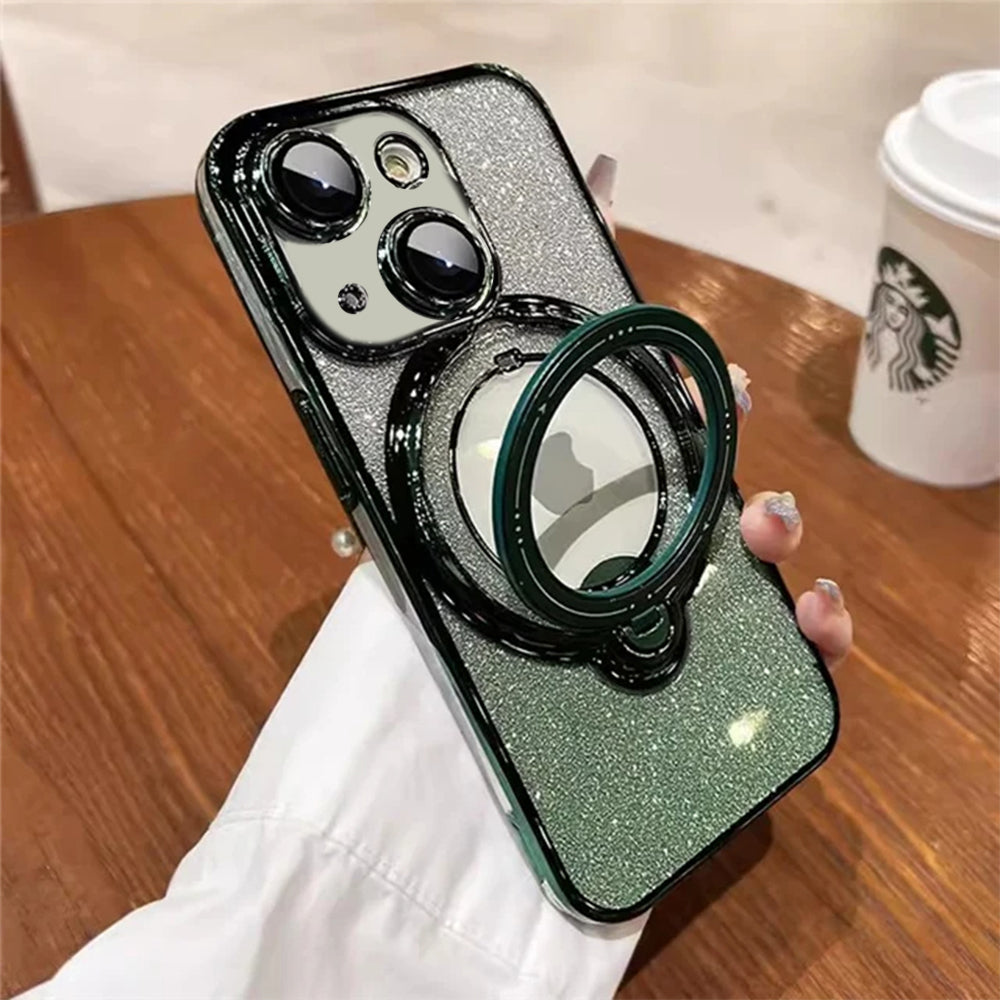 LuxuryKase LK150 Glitter Magnetic Bracket Stand Mag-Safe Wireless Chargeing Case - For iPhone