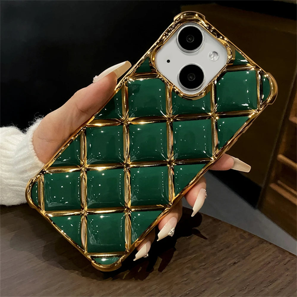 LuxuryKase LK152 Plating Diamond Lattice Grid Case For iPhone