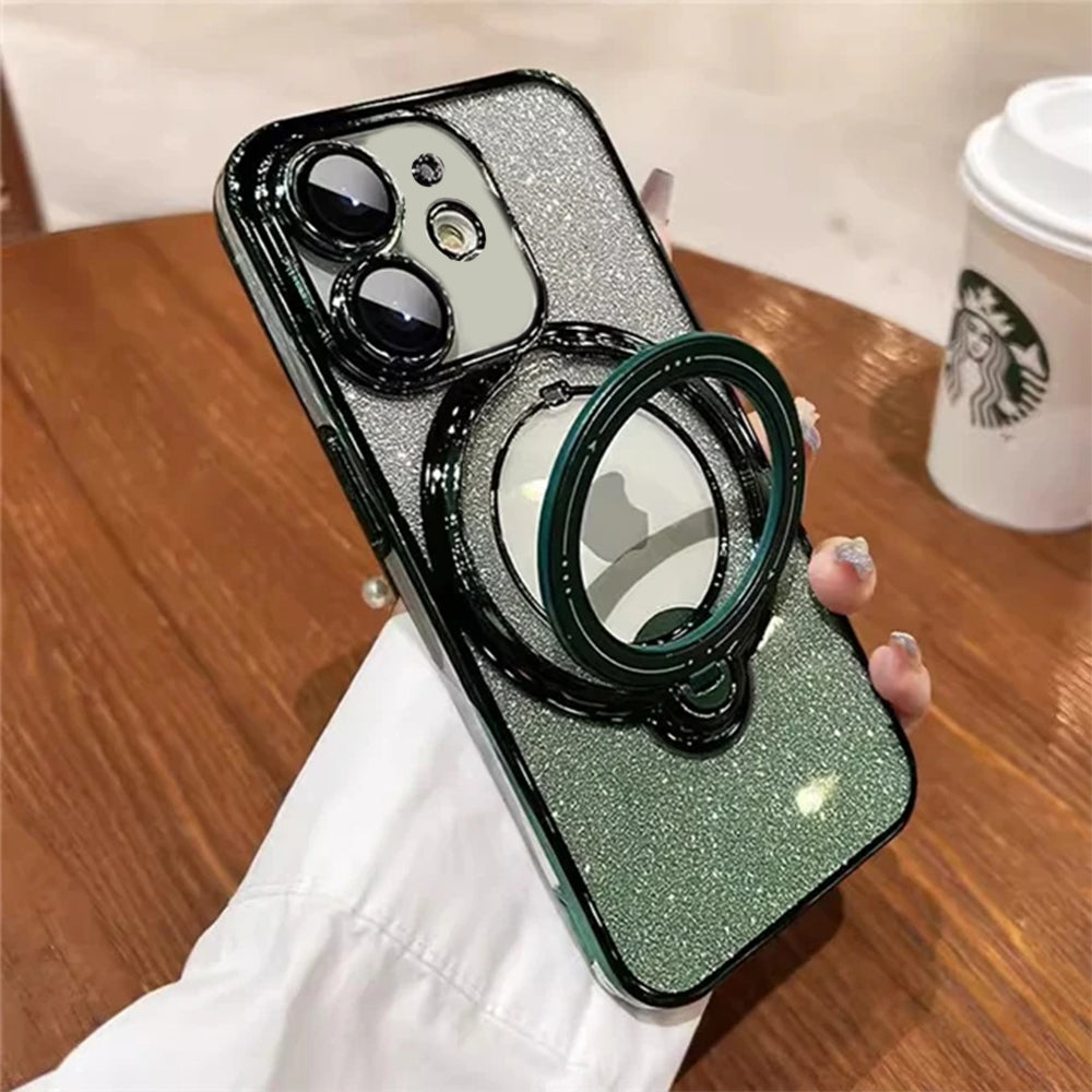 LuxuryKase LK150 Glitter Magnetic Bracket Stand Mag-Safe Wireless Chargeing Case - For iPhone