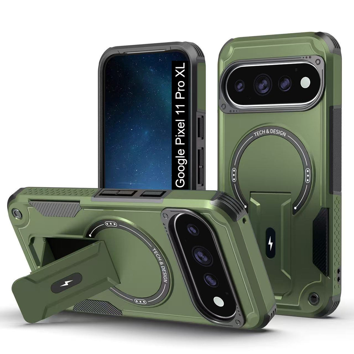 US LITE Back Cover with Portable Kickstand | Mag-Safe Compatible Magnetic Case | Shockproof Military Grade Protection | Rugged Armor Design Phone Cover For iPhone & Samsung