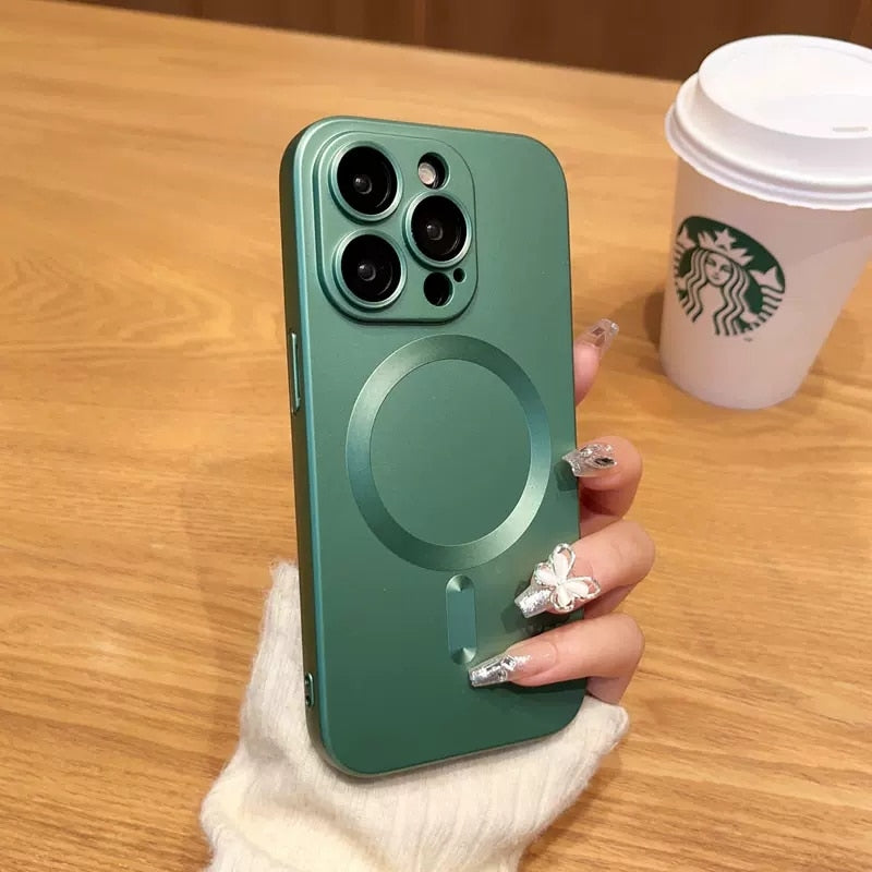 LuxuryKase Premium Mag-Safe Case | Shockproof & Anti-Scratch Cover | Soft Silicone with Wireless Charging | Camera Lens Guard For iPhone & Samsung Series