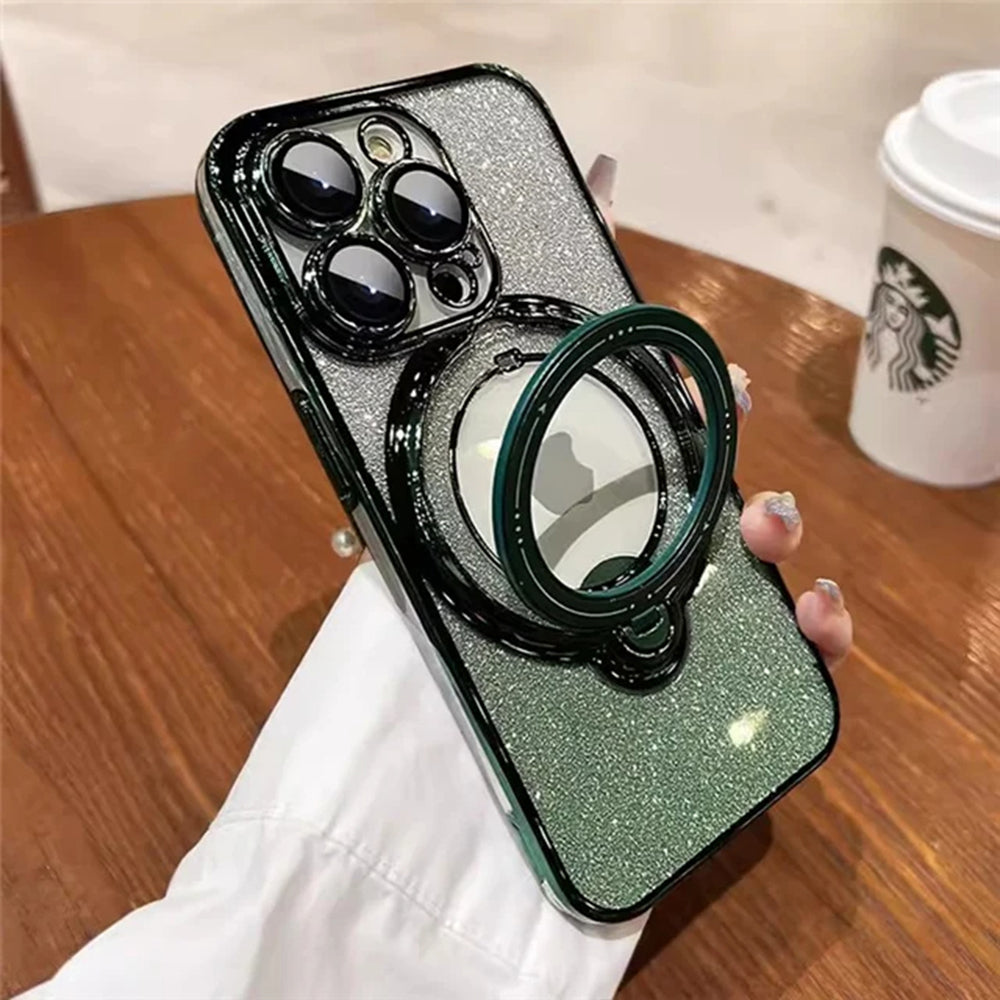 LuxuryKase LK150 Glitter Magnetic Bracket Stand Mag-Safe Wireless Chargeing Case - For iPhone