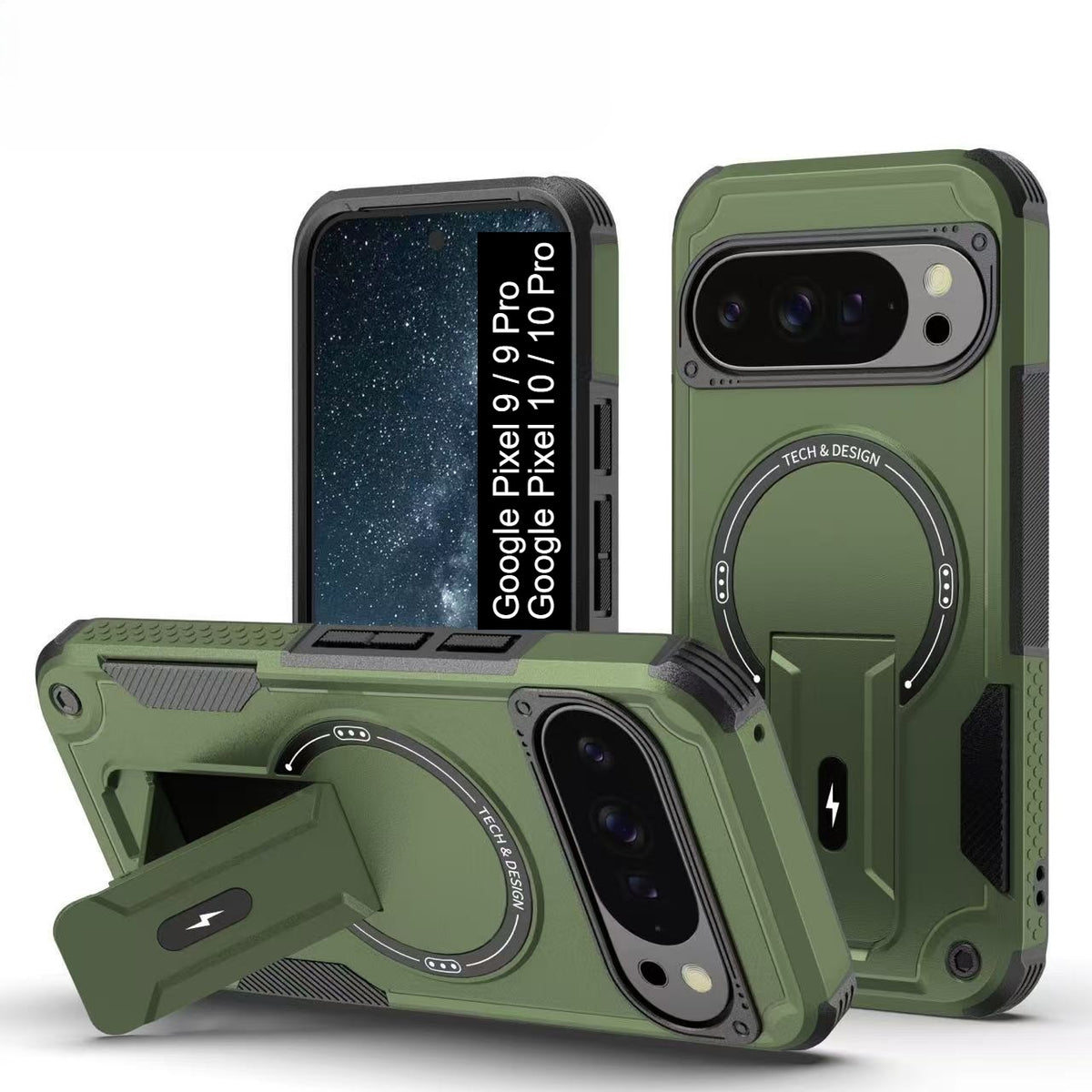 US LITE Back Cover with Portable Kickstand | Mag-Safe Compatible Magnetic Case | Shockproof Military Grade Protection | Rugged Armor Design Phone Cover For iPhone & Samsung