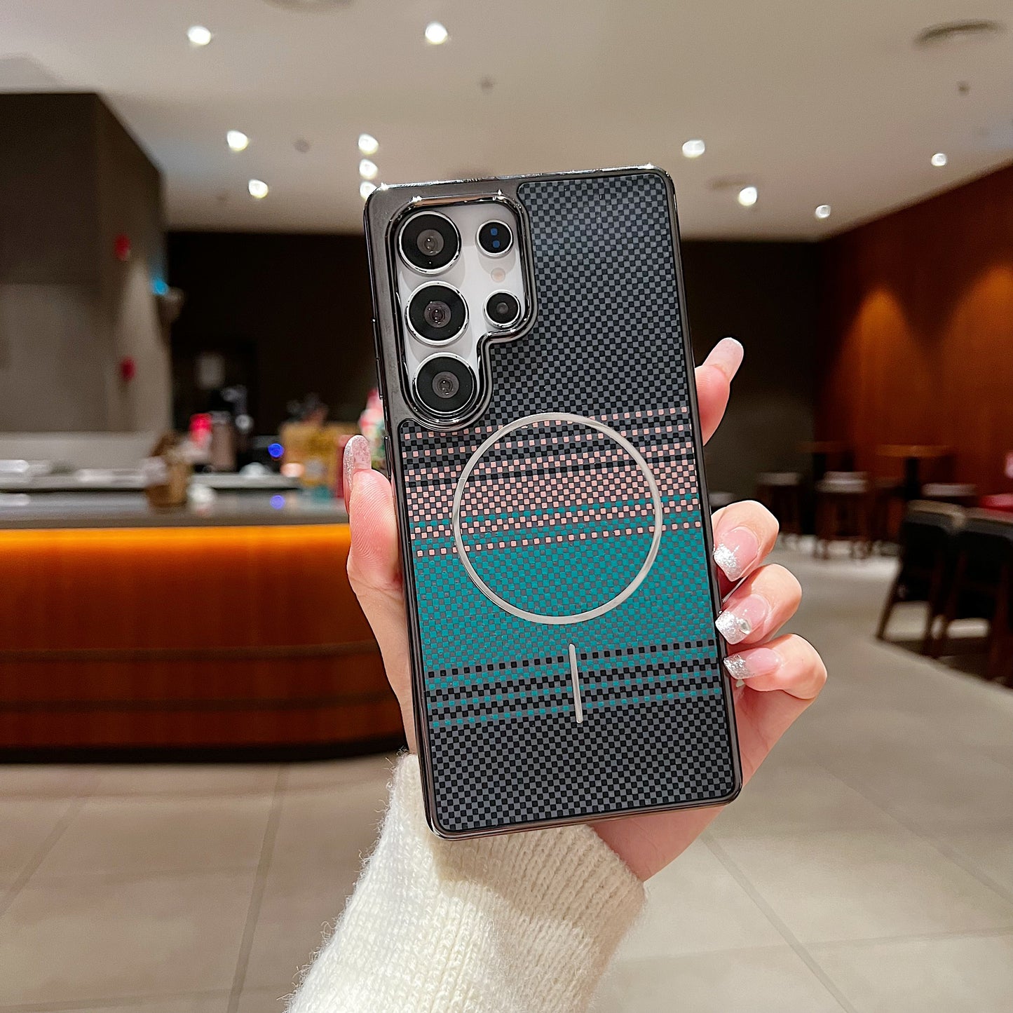 LuxuryKase Carbon Fiber Magnetic Case | Compatible with Mag-Safe | Slim Shockproof Protective Cover | Precise Cutouts & Anti-Scratch | Wireless Charging Support For iPhone & Samsung