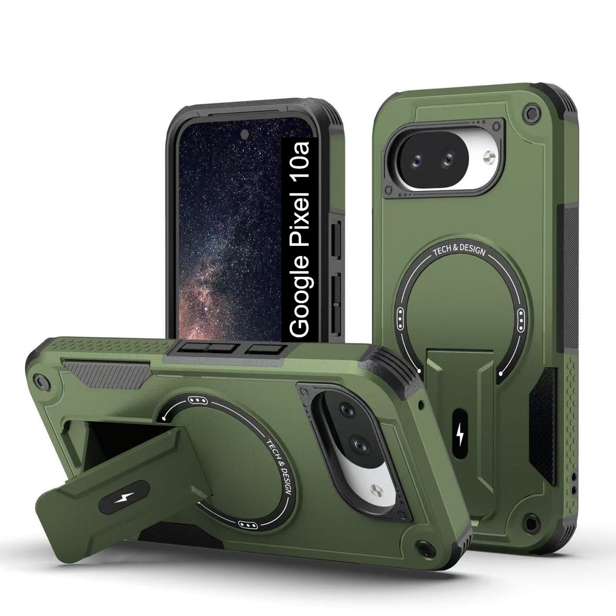 US LITE Back Cover with Portable Kickstand | Mag-Safe Compatible Magnetic Case | Shockproof Military Grade Protection | Rugged Armor Design Phone Cover For iPhone & Samsung
