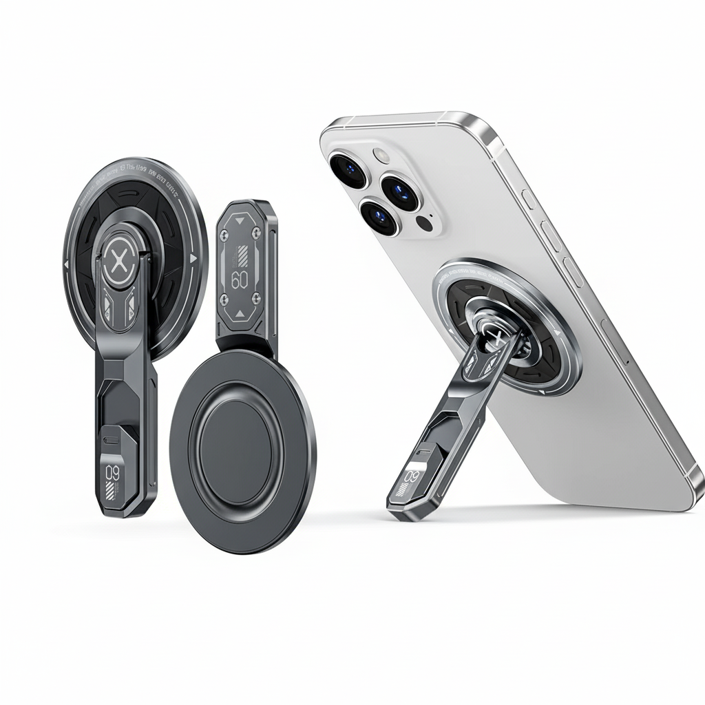 US LITE Magnetic Phone Stand with 360° Rotation | Foldable Ring Grip Kickstand | Adjustable Viewing Angle | Stress Relief Switch | Durable Metal Holder for All SmartPhones