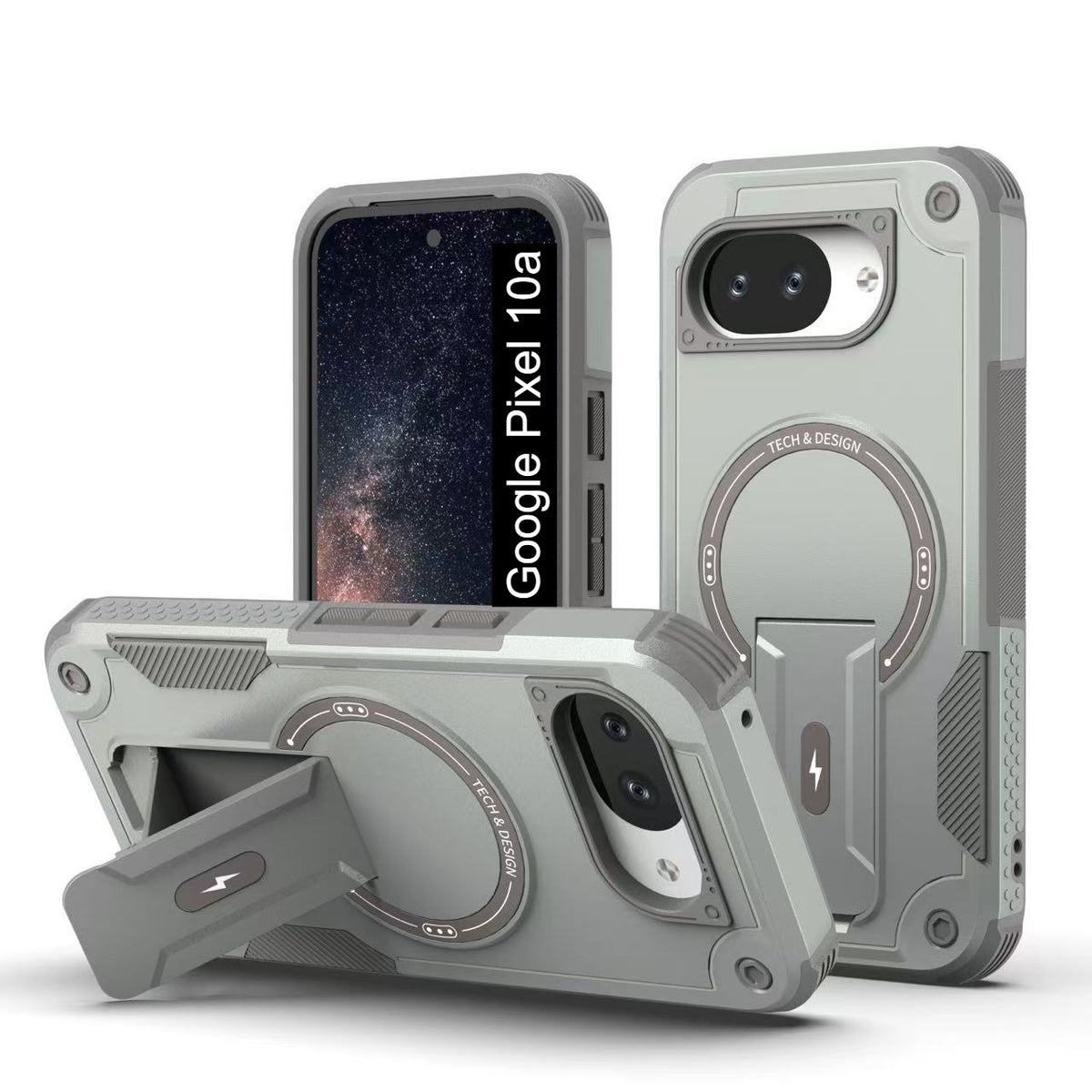 US LITE Back Cover with Portable Kickstand | Mag-Safe Compatible Magnetic Case | Shockproof Military Grade Protection | Rugged Armor Design Phone Cover For iPhone & Samsung