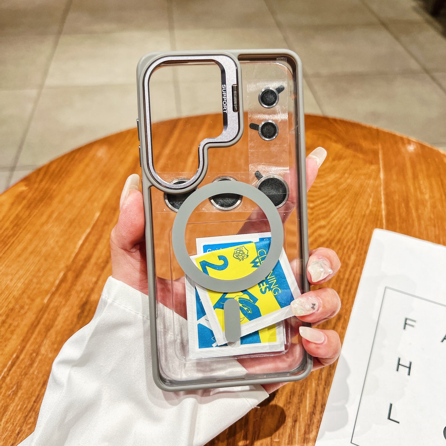 LuxuryKase Mag-Safe Clear Case | Shockproof Transparent Cover with Camera Lens Protection | Metal Ring Stand & Wireless Charging Support For iPhone & Samsung Series