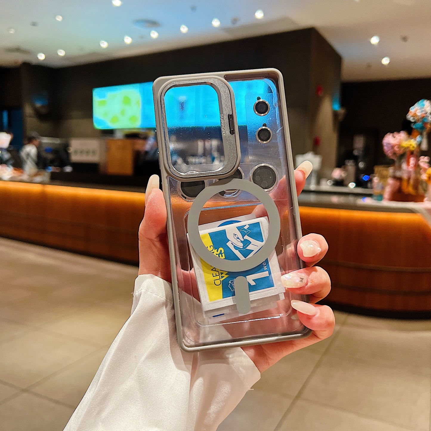LuxuryKase Mag-Safe Clear Case | Shockproof Transparent Cover with Camera Lens Protection | Metal Ring Stand & Wireless Charging Support For iPhone & Samsung Series