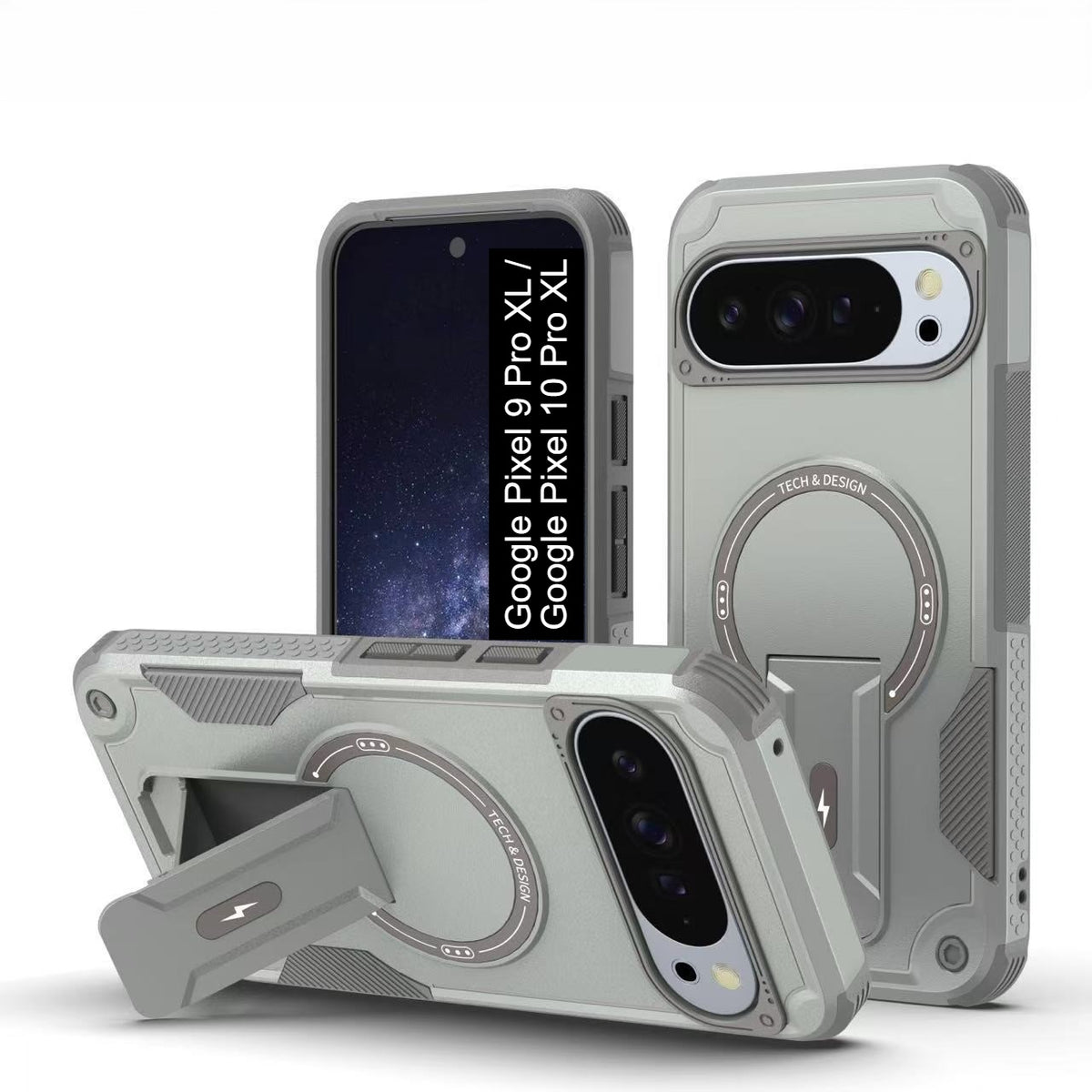 US LITE Back Cover with Portable Kickstand | Mag-Safe Compatible Magnetic Case | Shockproof Military Grade Protection | Rugged Armor Design Phone Cover For iPhone & Samsung