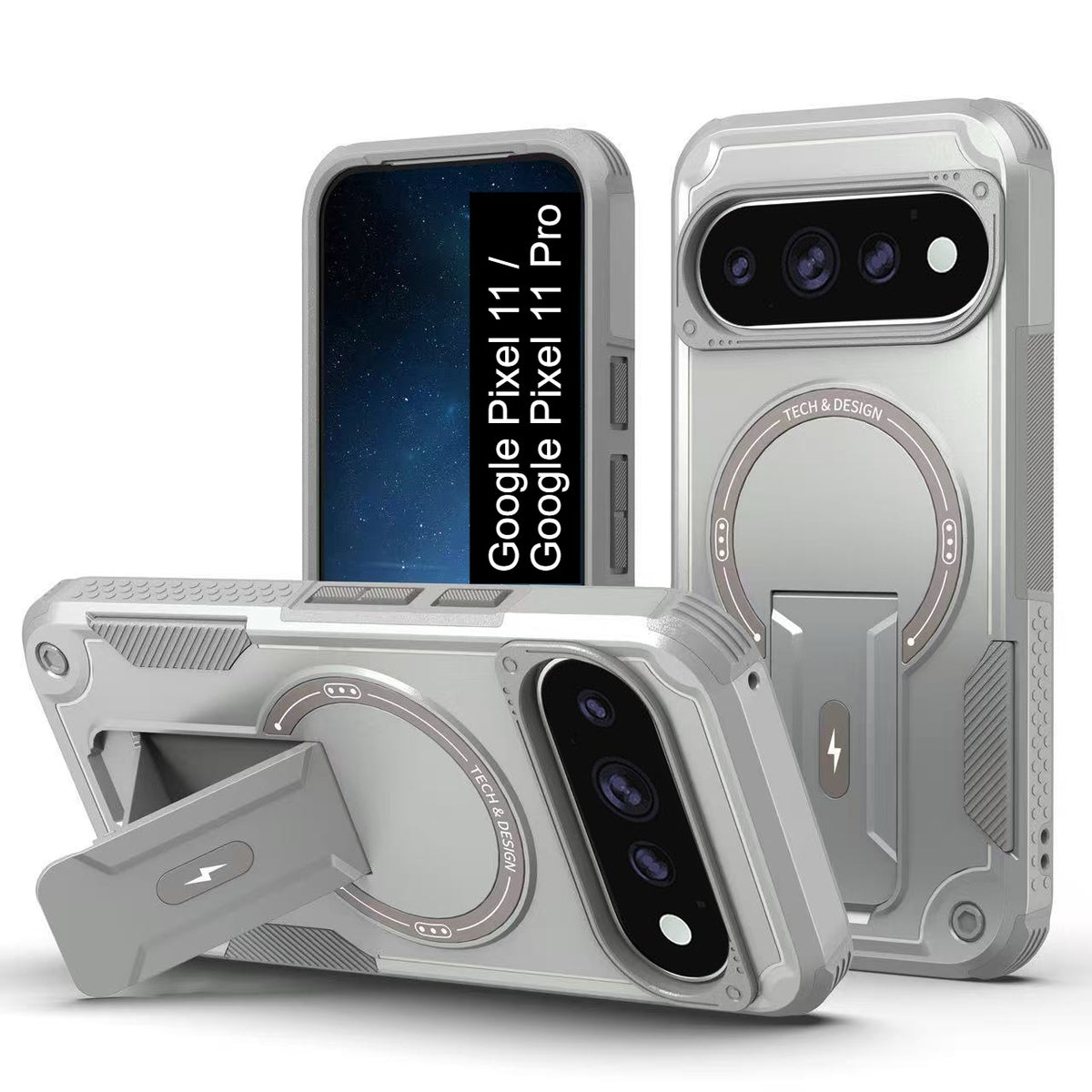 US LITE Back Cover with Portable Kickstand | Mag-Safe Compatible Magnetic Case | Shockproof Military Grade Protection | Rugged Armor Design Phone Cover For iPhone & Samsung