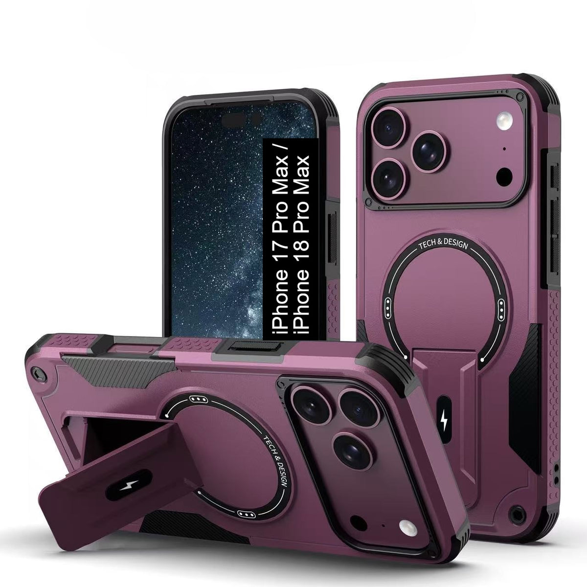US LITE Back Cover with Portable Kickstand | Mag-Safe Compatible Magnetic Case | Shockproof Military Grade Protection | Rugged Armor Design Phone Cover For iPhone & Samsung