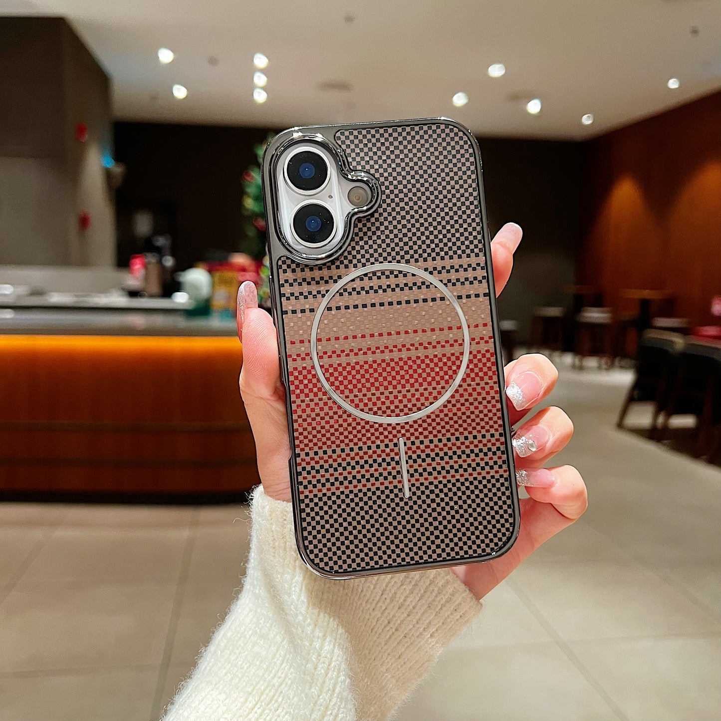 LuxuryKase Carbon Fiber Magnetic Case | Compatible with Mag-Safe | Slim Shockproof Protective Cover | Precise Cutouts & Anti-Scratch | Wireless Charging Support For iPhone & Samsung