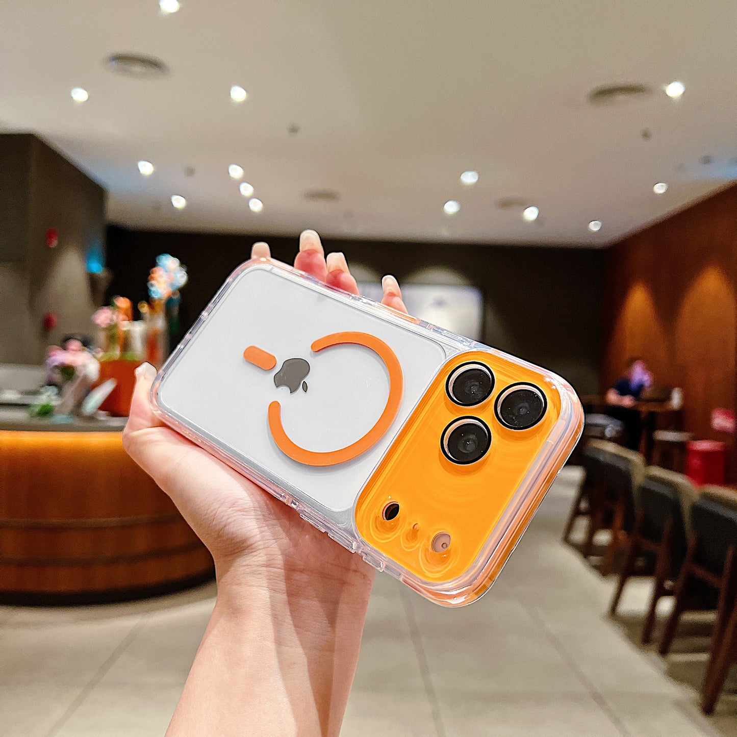 LuxuryKase Magnetic Crystal Clear Case | Colored Edges & Mag-Safe Ring | Built in Camera Lens Protection | Anti Yellow Transparent Bumper | Scratch Resistant For iPhone