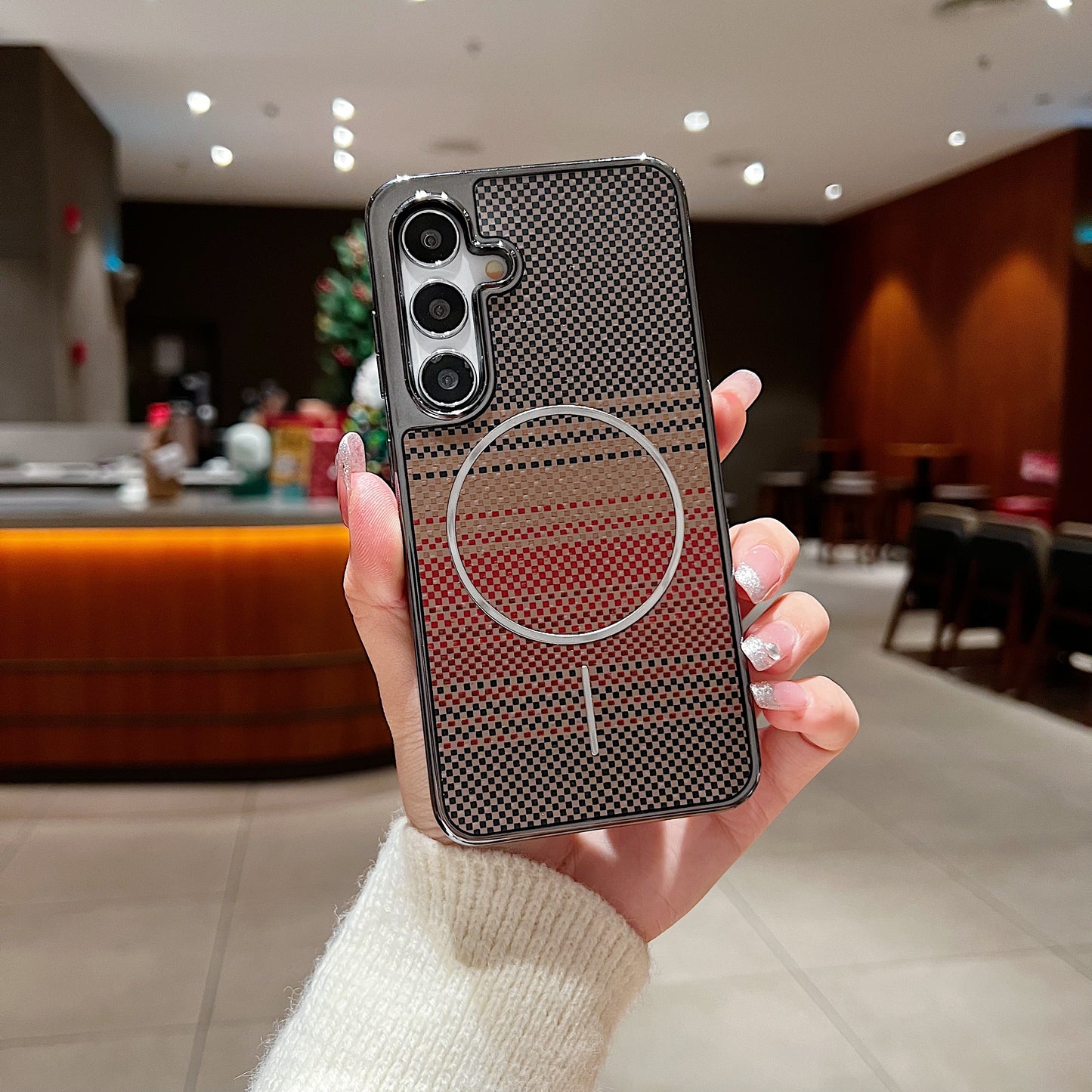 LuxuryKase Carbon Fiber Magnetic Case | Compatible with Mag-Safe | Slim Shockproof Protective Cover | Precise Cutouts & Anti-Scratch | Wireless Charging Support For iPhone & Samsung