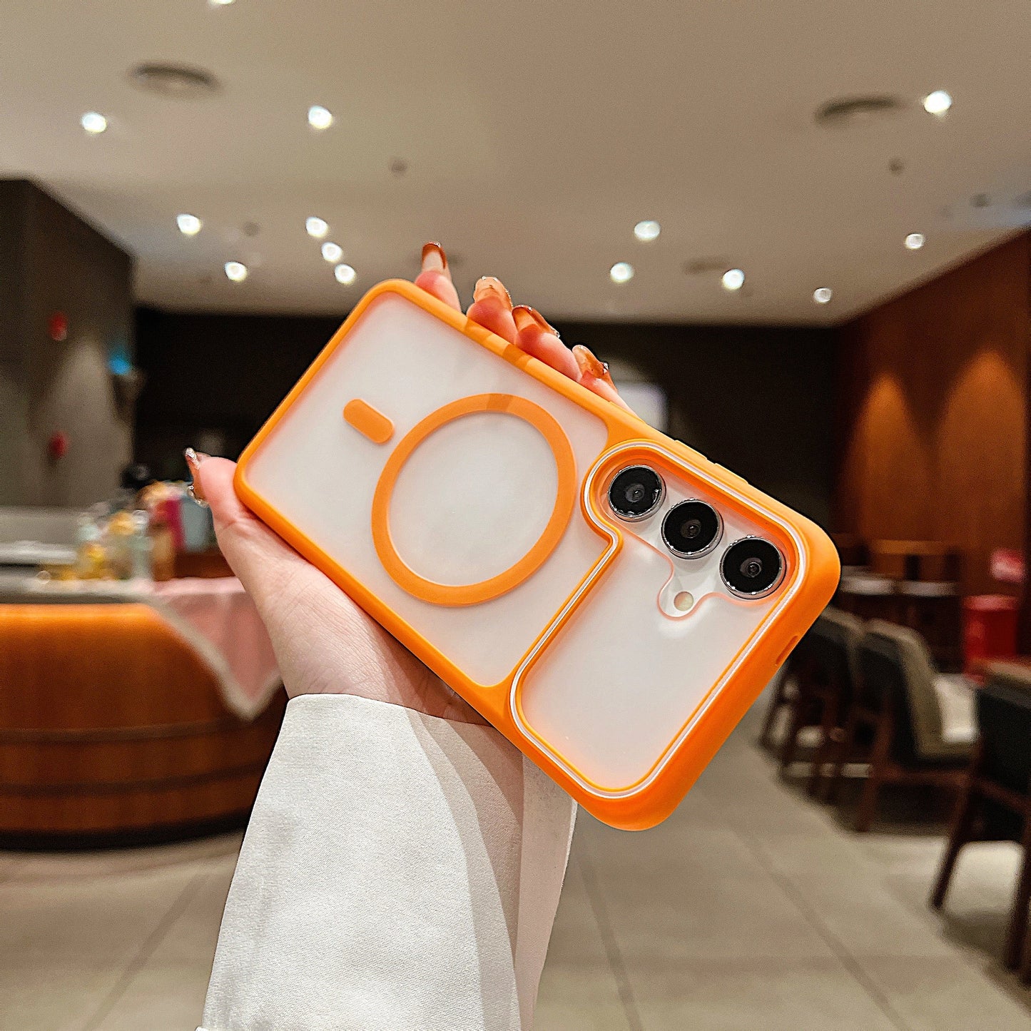 LuxuryKase Frosted Clear Mag-Safe Case | Translucent Matte Back | Soft TPU Bumper + Hard PC Back | Raised Camera Protection | Wireless Charging Compatible For iPhone & Samsung Series