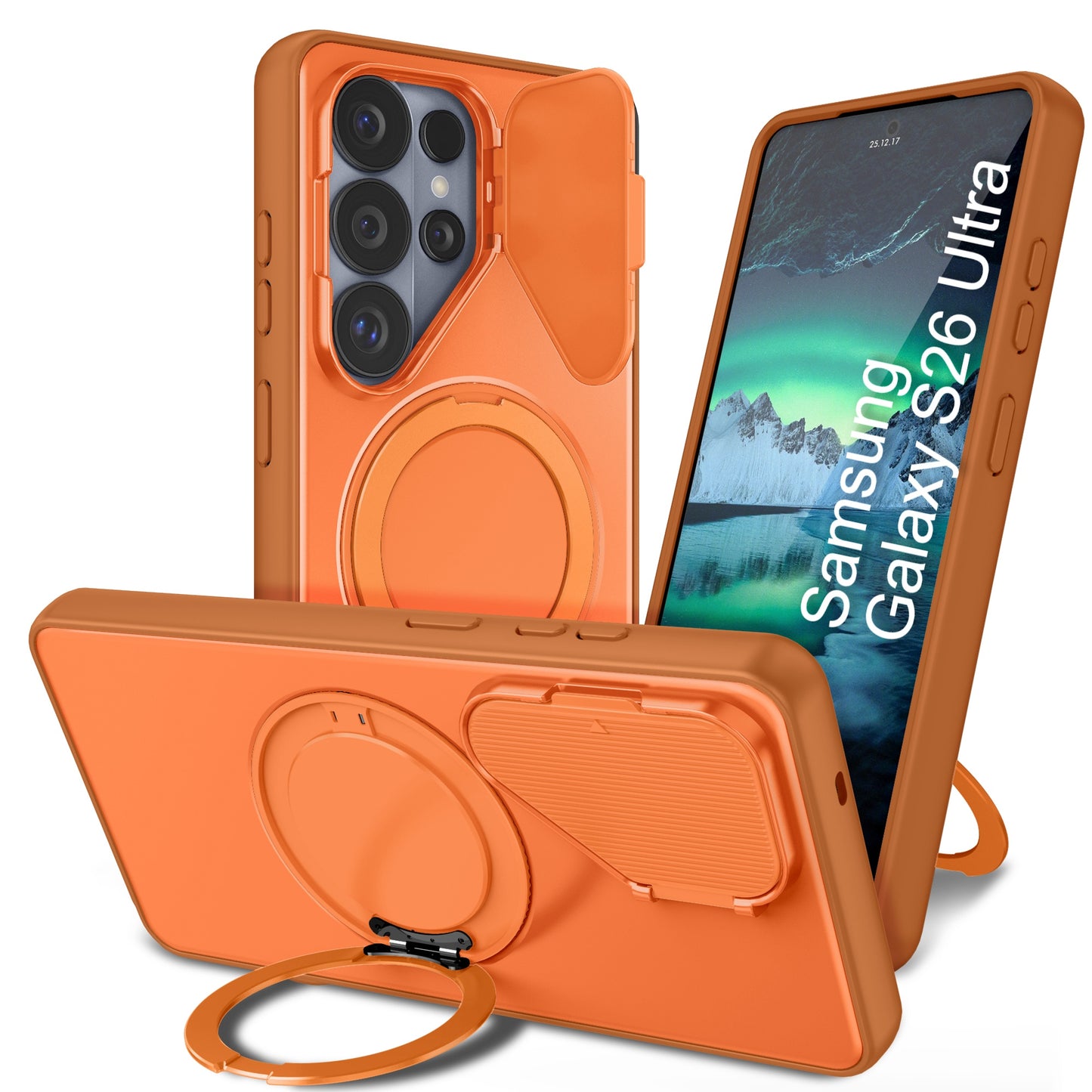 LuxuryKase Tough Armour Magnetic Case | 360° Rotating Ring Stand | Flip Camera Protection Cover | Raised Edges | Drop Protection | MagSafe Compatible For iPhone & Samsung Series