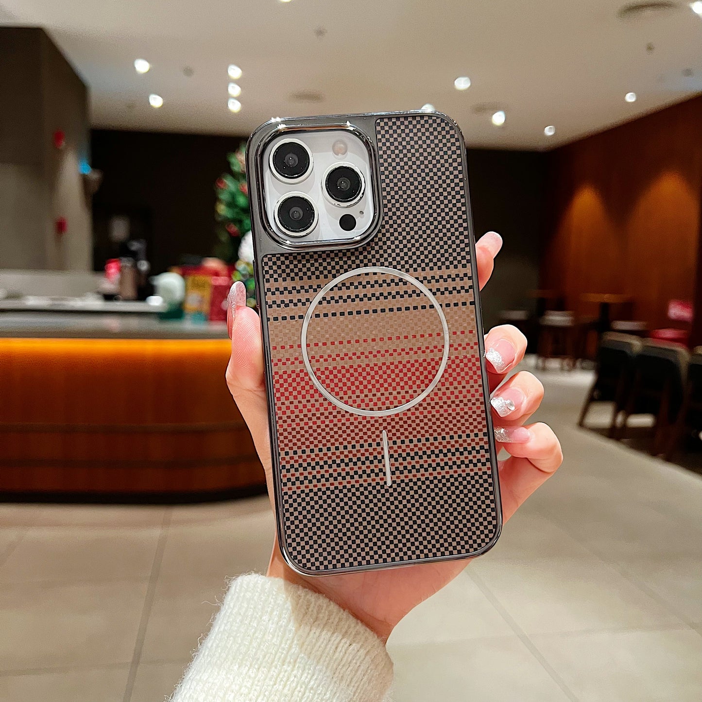LuxuryKase Carbon Fiber Magnetic Case | Compatible with Mag-Safe | Slim Shockproof Protective Cover | Precise Cutouts & Anti-Scratch | Wireless Charging Support For iPhone & Samsung
