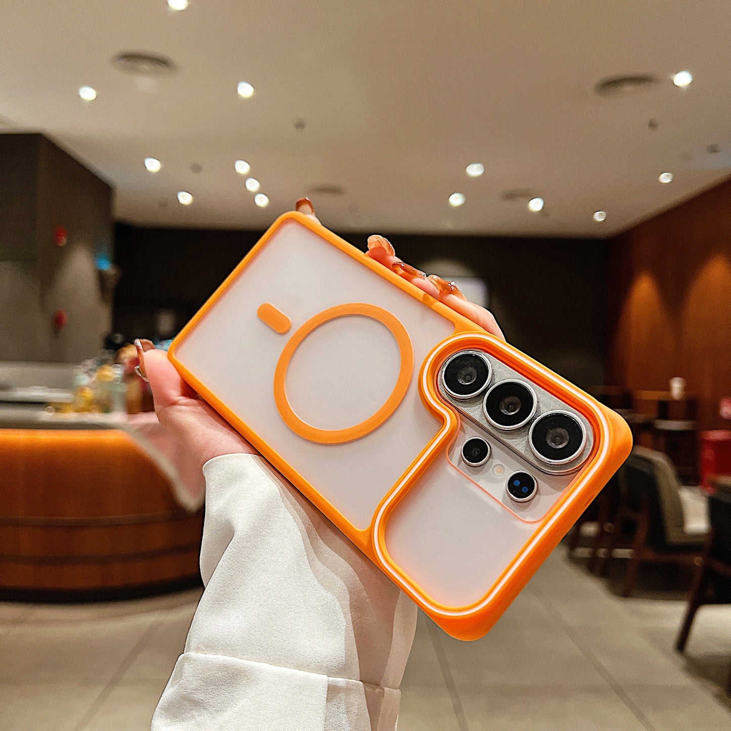 LuxuryKase Frosted Clear Mag-Safe Case | Translucent Matte Back | Soft TPU Bumper + Hard PC Back | Raised Camera Protection | Wireless Charging Compatible For iPhone & Samsung Series