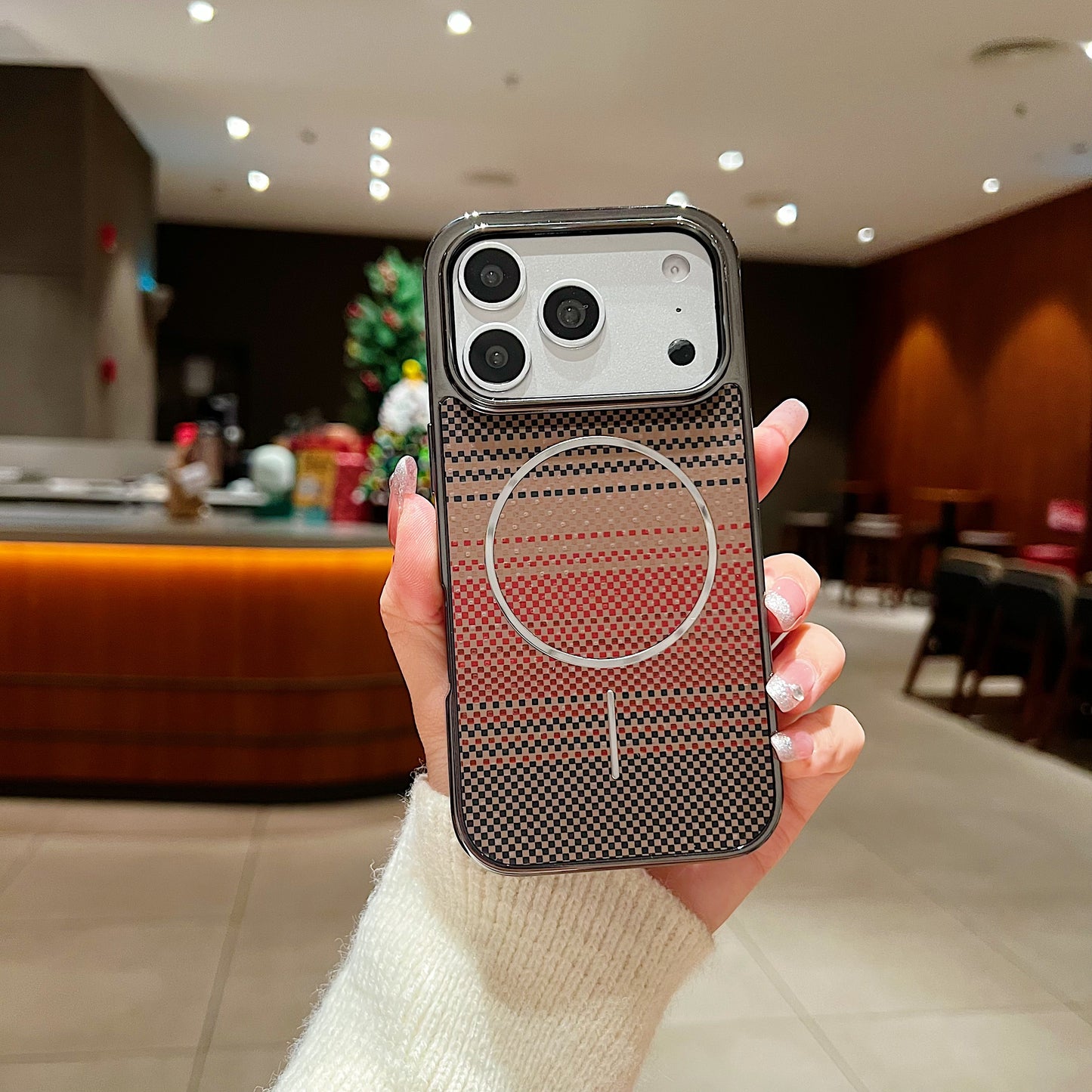 LuxuryKase Carbon Fiber Magnetic Case | Compatible with Mag-Safe | Slim Shockproof Protective Cover | Precise Cutouts & Anti-Scratch | Wireless Charging Support For iPhone & Samsung