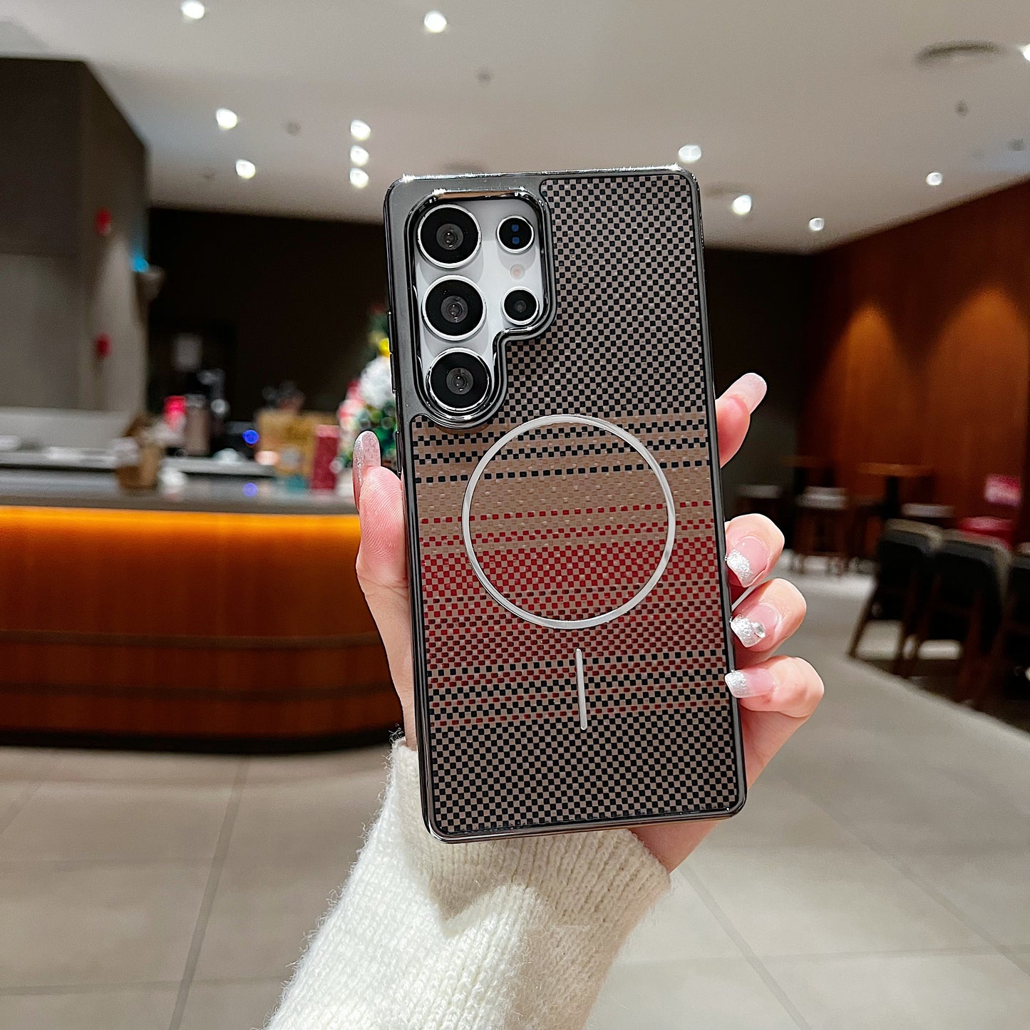 LuxuryKase Carbon Fiber Magnetic Case | Compatible with Mag-Safe | Slim Shockproof Protective Cover | Precise Cutouts & Anti-Scratch | Wireless Charging Support For iPhone & Samsung