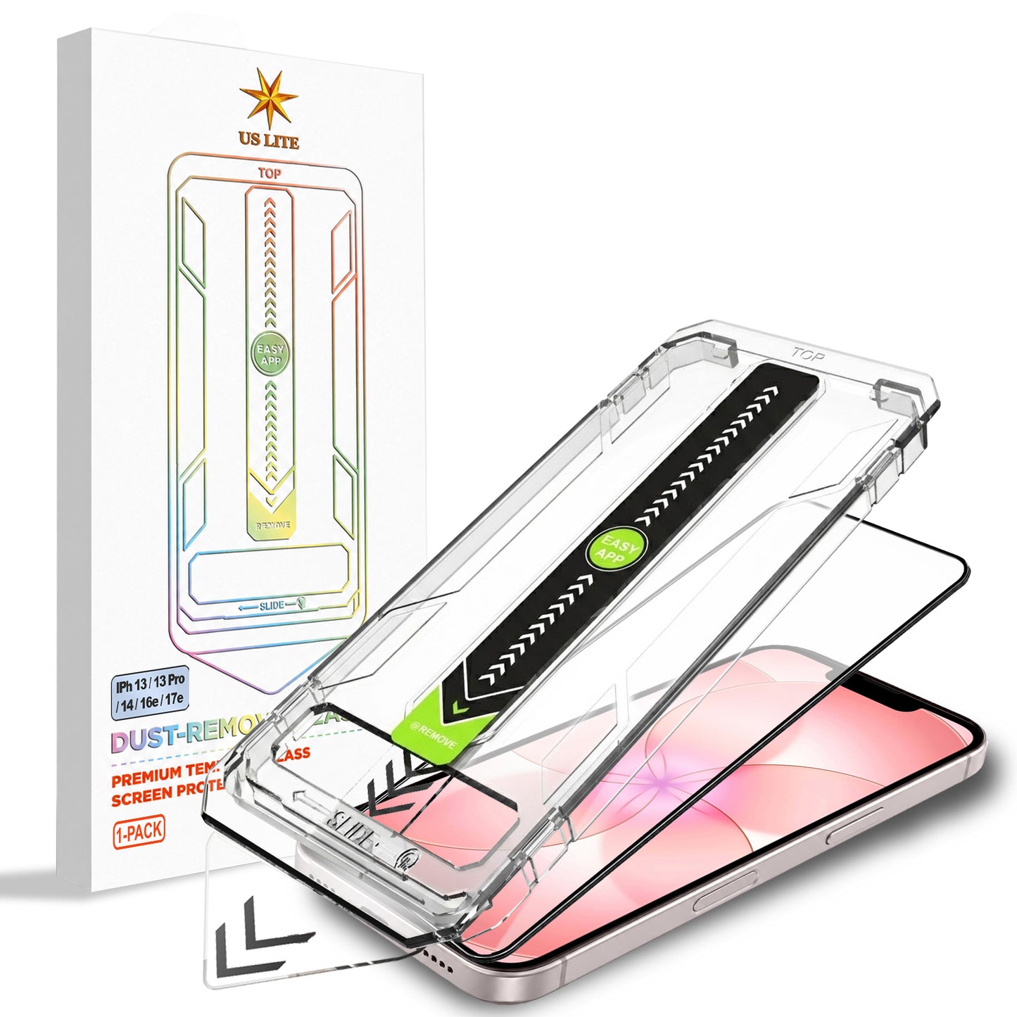 US LITE Tempered Glass Screen Protector | Align Tray | Shatterproof Screen Protection | 9H Hardness | Bubble-Free | Easy Installation Tool Kit For iPhone & Samsung Series