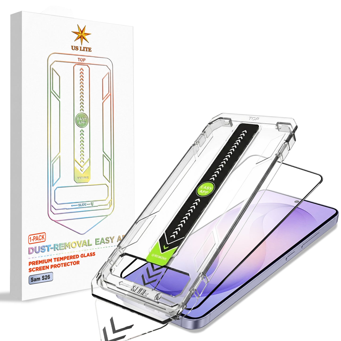 US LITE Tempered Glass Screen Protector | Align Tray | Shatterproof Screen Protection | 9H Hardness | Bubble-Free | Easy Installation Tool Kit For iPhone & Samsung Series