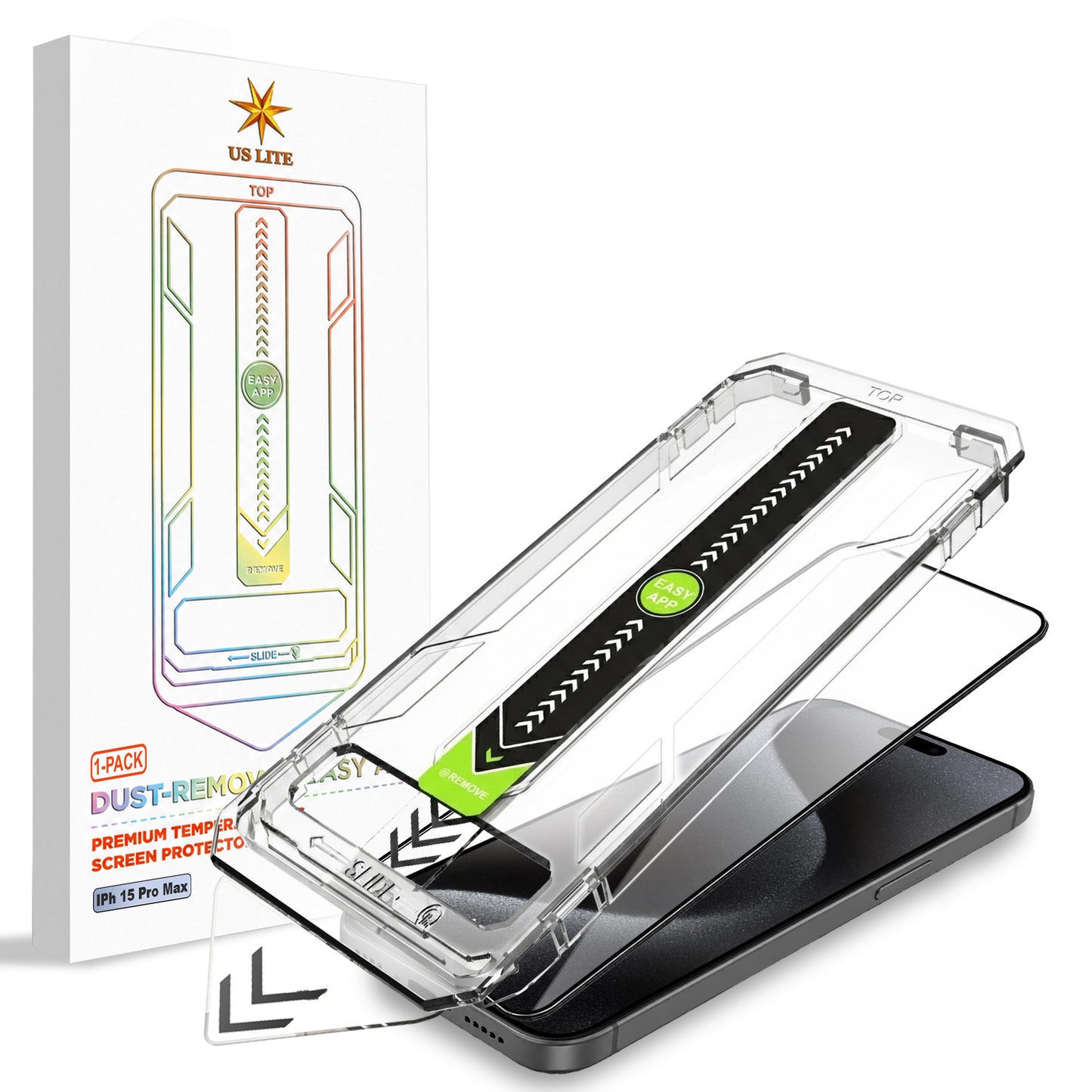 US LITE Tempered Glass Screen Protector | Align Tray | Shatterproof Screen Protection | 9H Hardness | Bubble-Free | Easy Installation Tool Kit For iPhone & Samsung Series