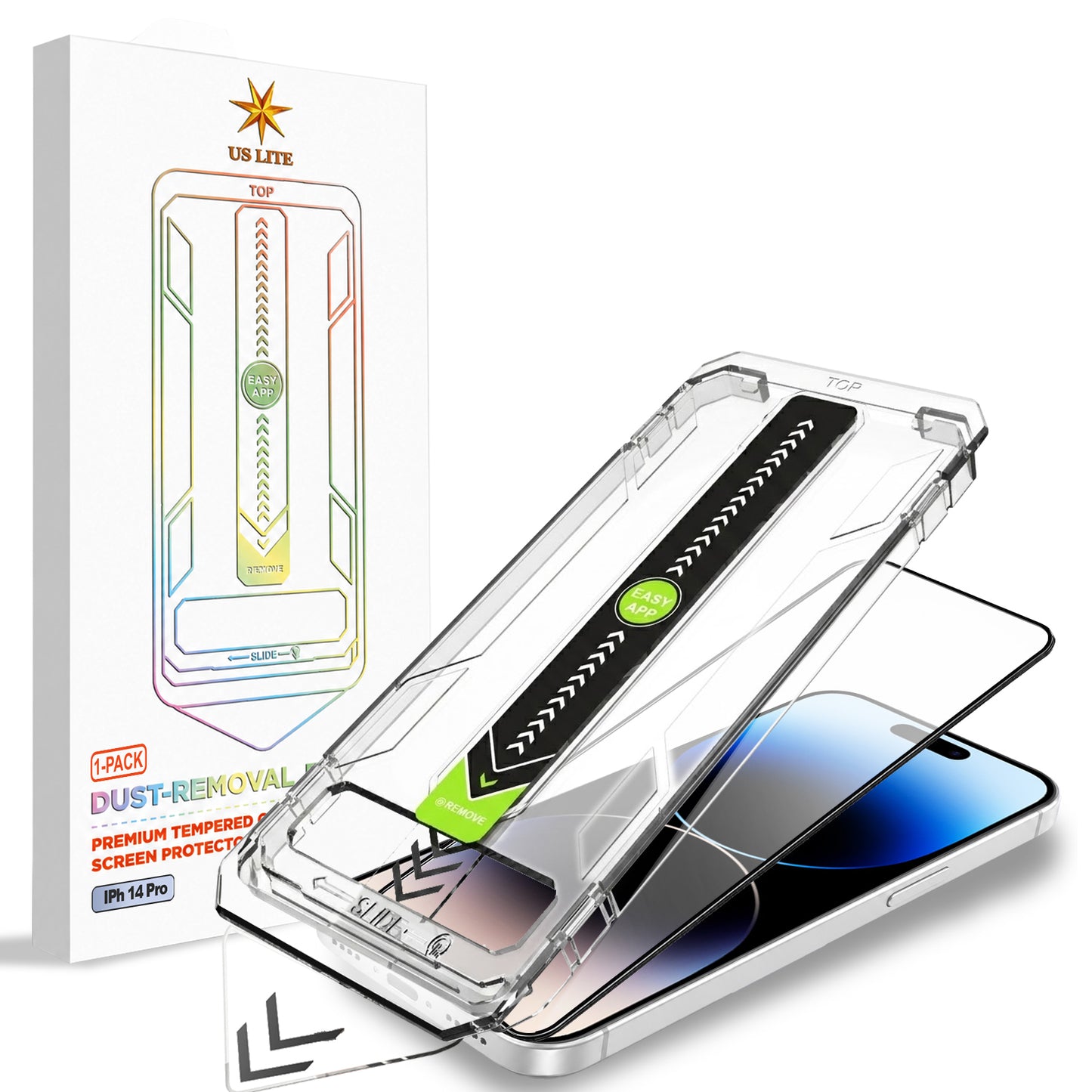 US LITE Tempered Glass Screen Protector | Align Tray | Shatterproof Screen Protection | 9H Hardness | Bubble-Free | Easy Installation Tool Kit For iPhone & Samsung Series