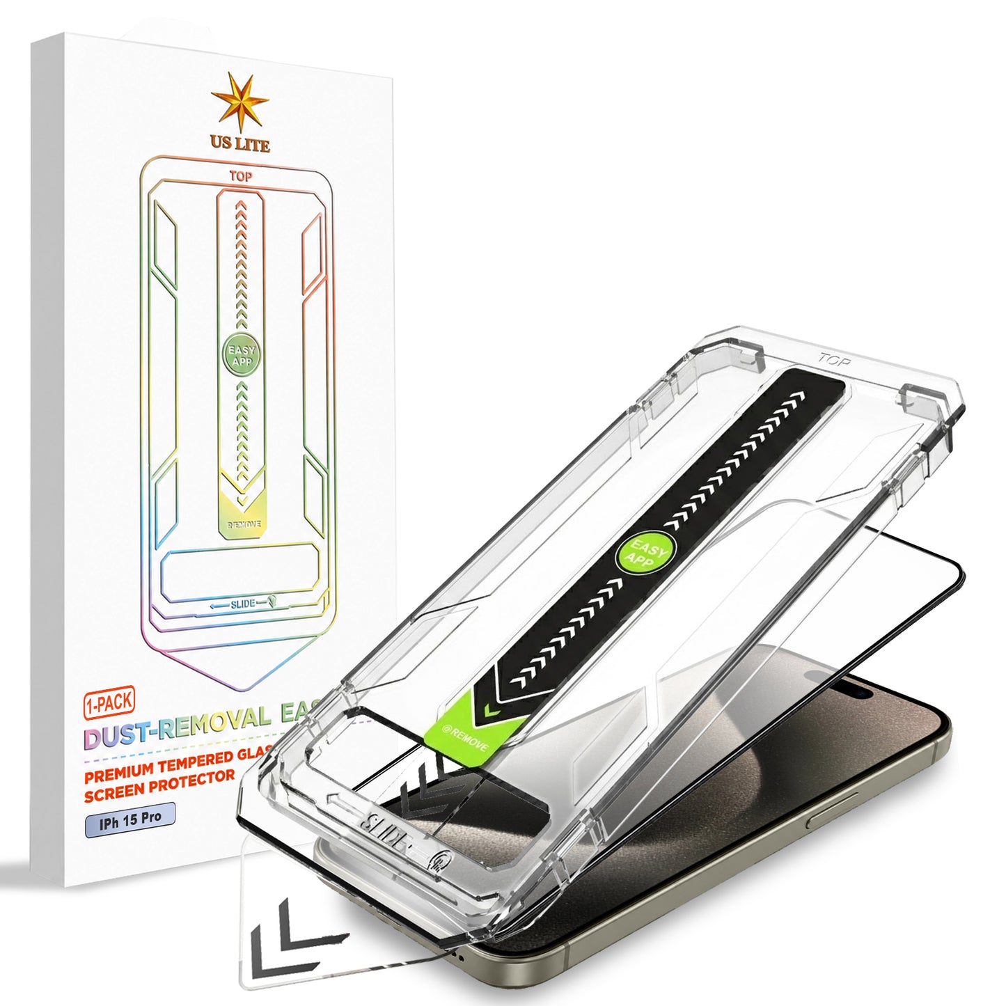 US LITE Tempered Glass Screen Protector | Align Tray | Shatterproof Screen Protection | 9H Hardness | Bubble-Free | Easy Installation Tool Kit For iPhone & Samsung Series