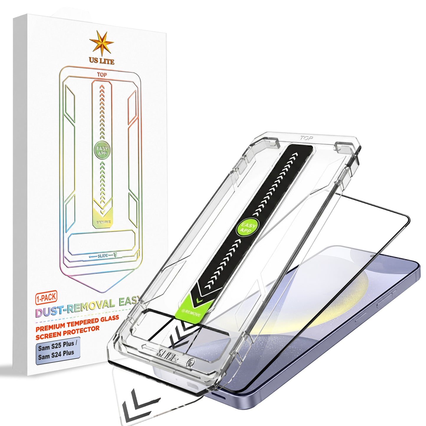US LITE Tempered Glass Screen Protector | Align Tray | Shatterproof Screen Protection | 9H Hardness | Bubble-Free | Easy Installation Tool Kit For iPhone & Samsung Series
