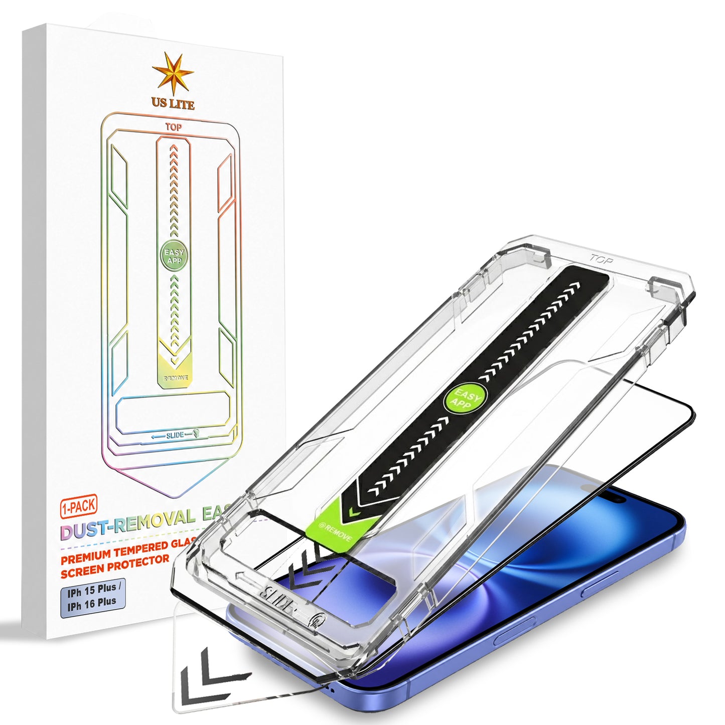 US LITE Tempered Glass Screen Protector | Align Tray | Shatterproof Screen Protection | 9H Hardness | Bubble-Free | Easy Installation Tool Kit For iPhone & Samsung Series