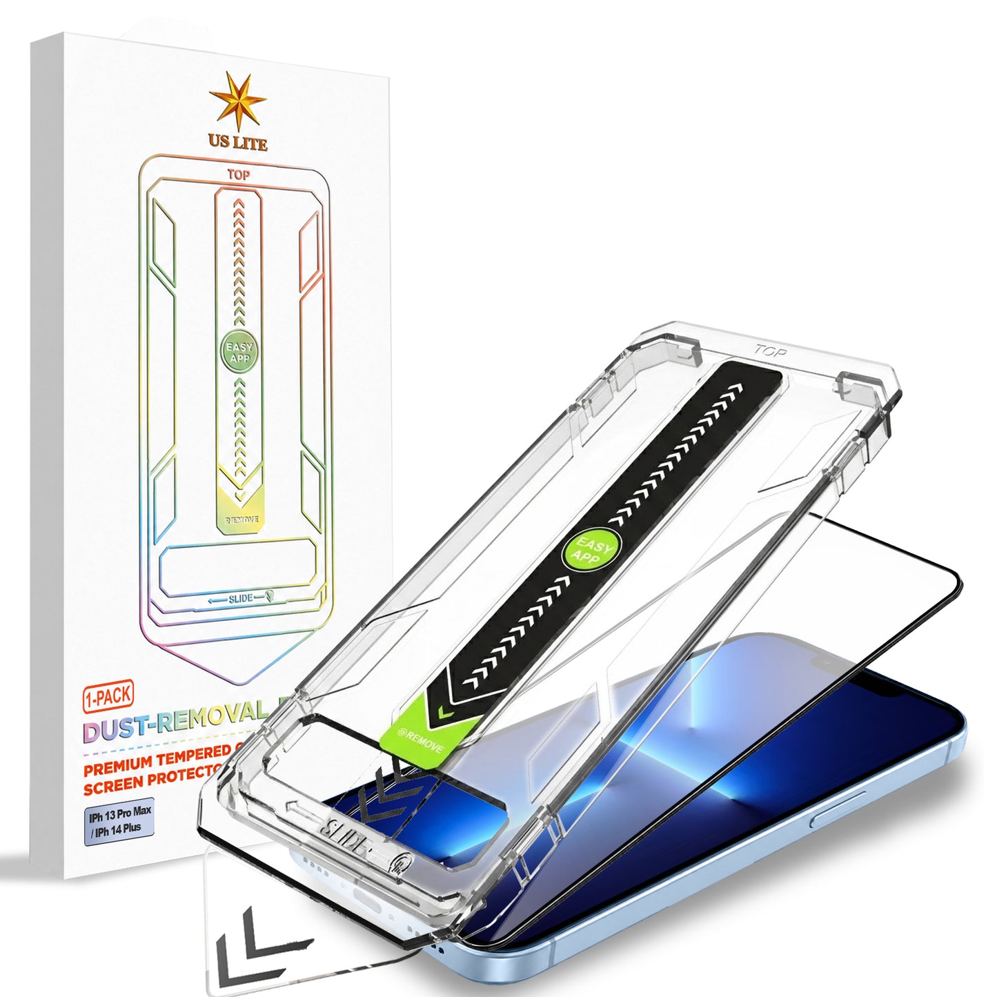 US LITE Tempered Glass Screen Protector | Align Tray | Shatterproof Screen Protection | 9H Hardness | Bubble-Free | Easy Installation Tool Kit For iPhone & Samsung Series
