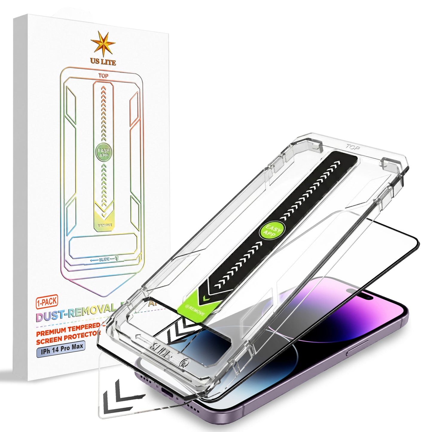 US LITE Tempered Glass Screen Protector | Align Tray | Shatterproof Screen Protection | 9H Hardness | Bubble-Free | Easy Installation Tool Kit For iPhone & Samsung Series