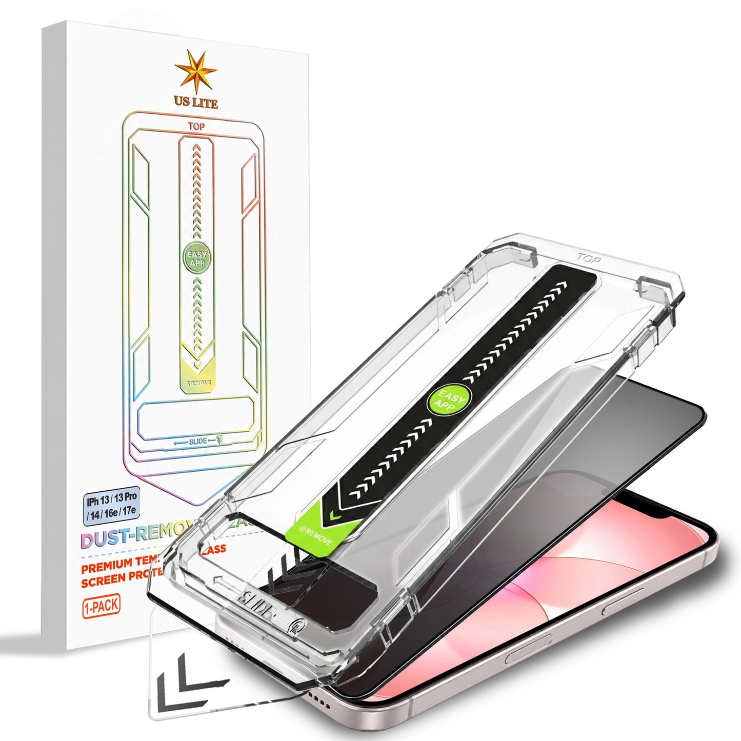 US LITE Tempered Glass Screen Protector | Align Tray | Shatterproof Screen Protection | 9H Hardness | Bubble-Free | Easy Installation Tool Kit For iPhone & Samsung Series