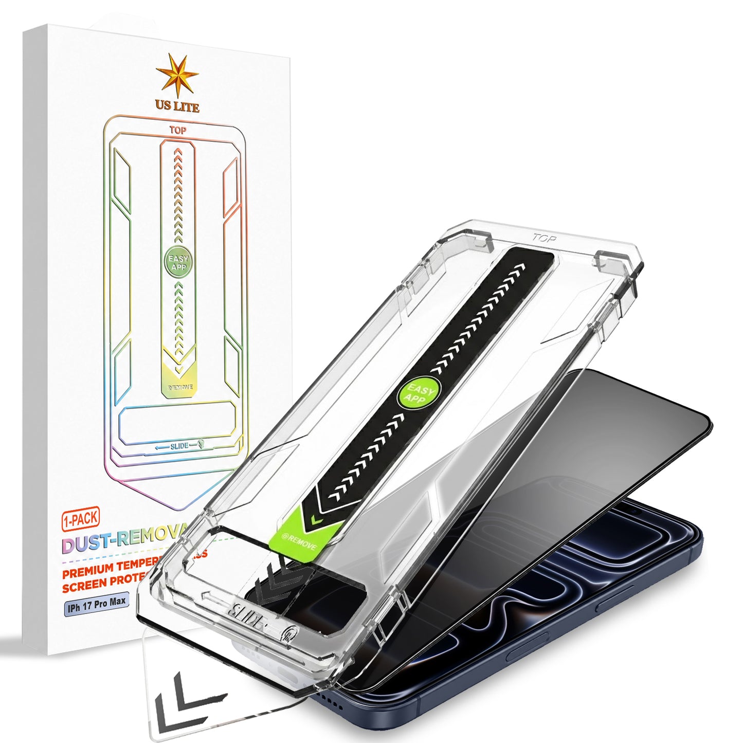 US LITE Tempered Glass Screen Protector | Align Tray | Shatterproof Screen Protection | 9H Hardness | Bubble-Free | Easy Installation Tool Kit For iPhone & Samsung Series