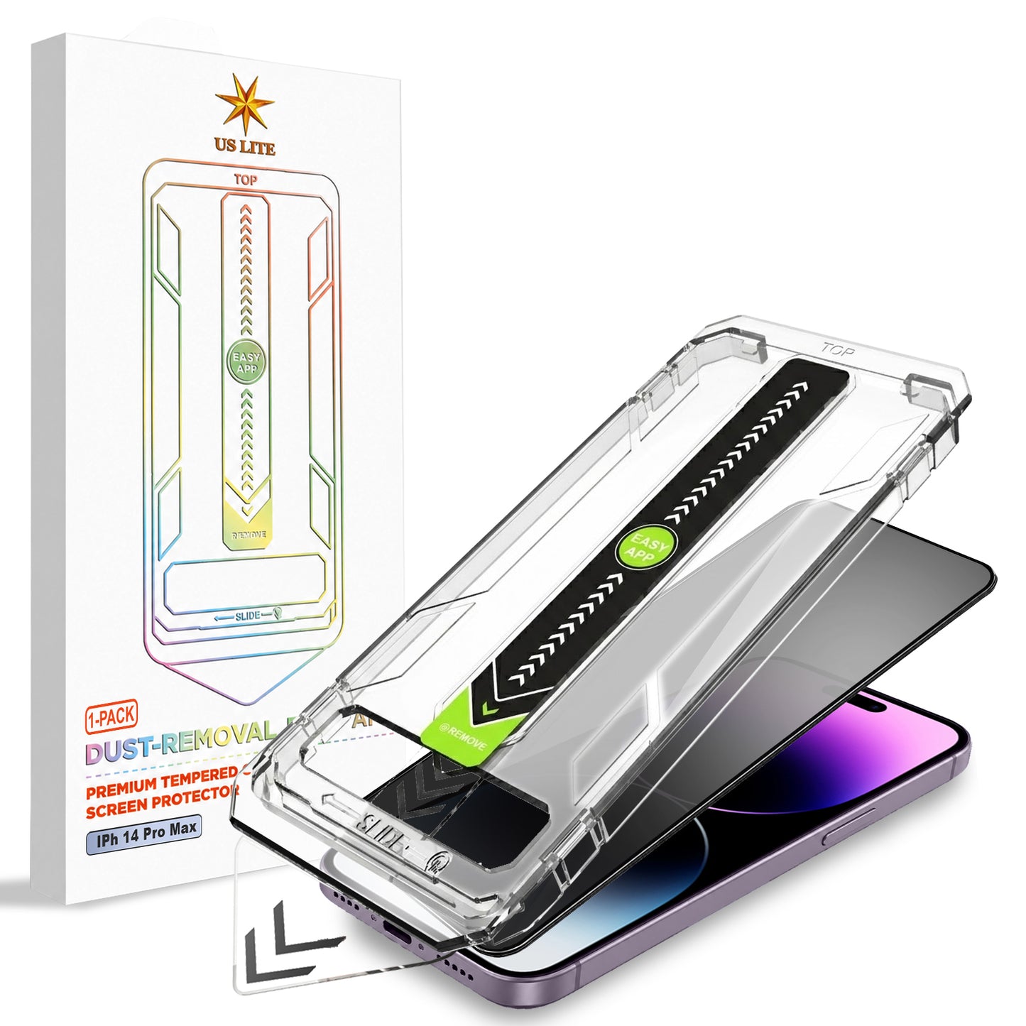 US LITE Tempered Glass Screen Protector | Align Tray | Shatterproof Screen Protection | 9H Hardness | Bubble-Free | Easy Installation Tool Kit For iPhone & Samsung Series