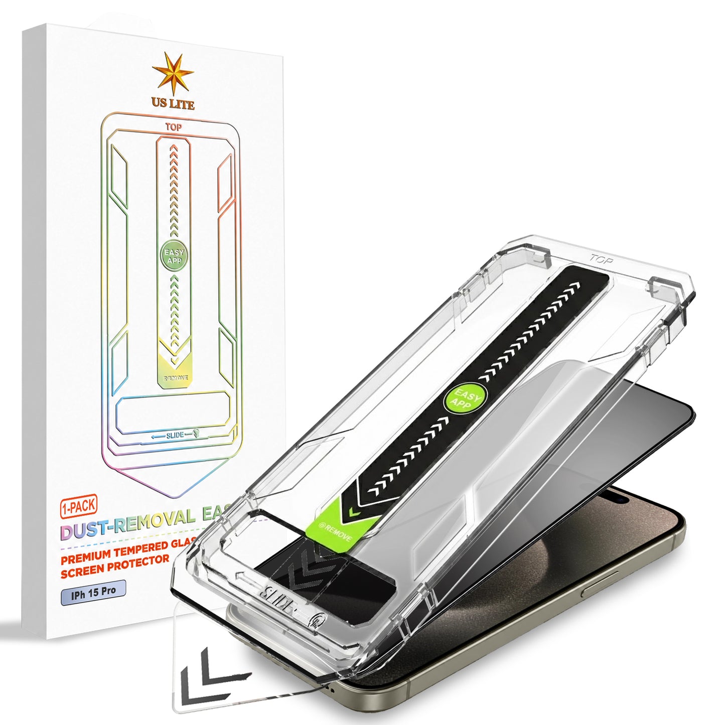 US LITE Tempered Glass Screen Protector | Align Tray | Shatterproof Screen Protection | 9H Hardness | Bubble-Free | Easy Installation Tool Kit For iPhone & Samsung Series