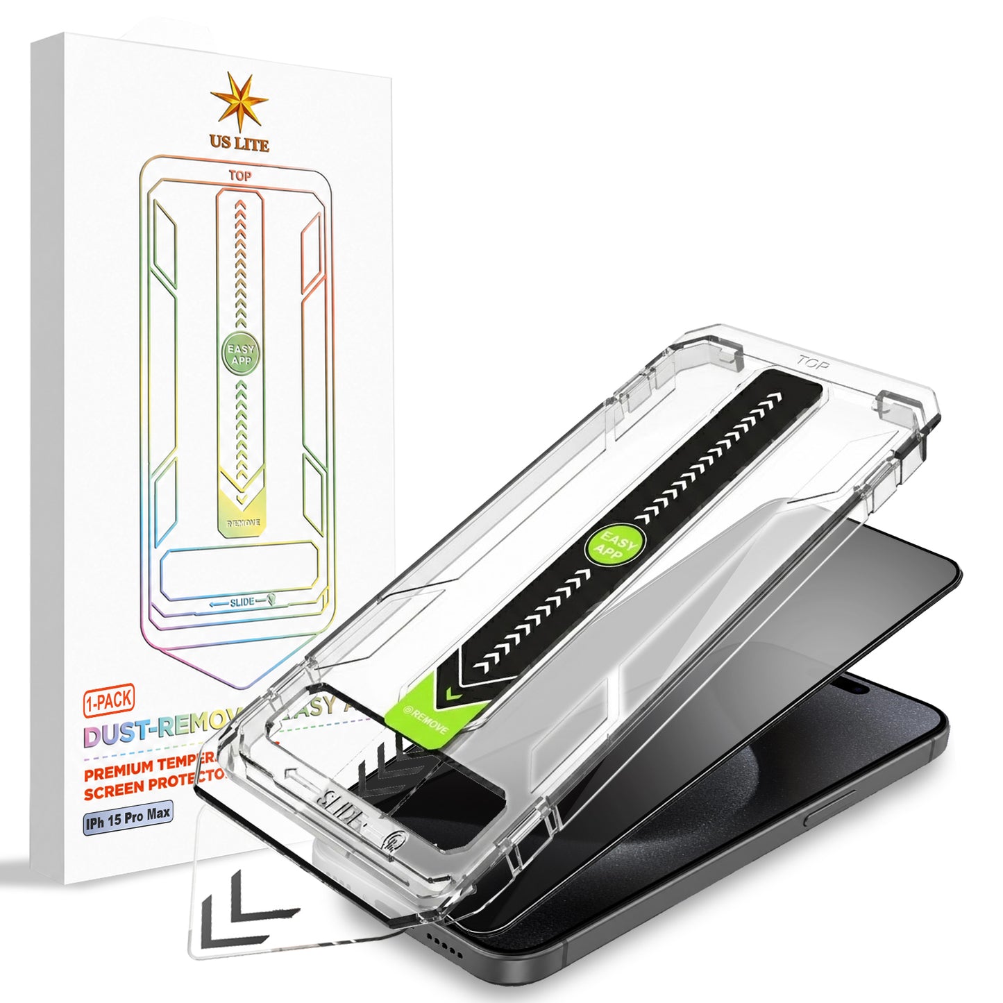 US LITE Tempered Glass Screen Protector | Align Tray | Shatterproof Screen Protection | 9H Hardness | Bubble-Free | Easy Installation Tool Kit For iPhone & Samsung Series