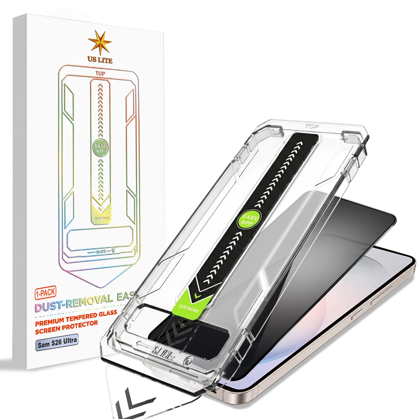 US LITE Tempered Glass Screen Protector | Align Tray | Shatterproof Screen Protection | 9H Hardness | Bubble-Free | Easy Installation Tool Kit For iPhone & Samsung Series