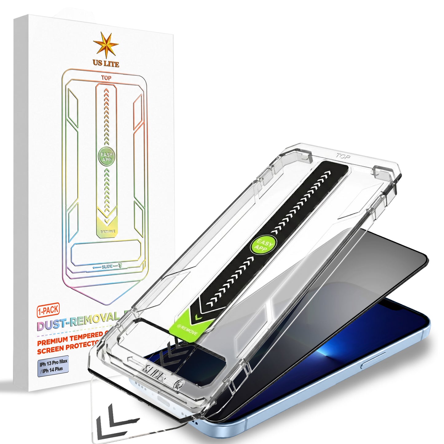 US LITE Tempered Glass Screen Protector | Align Tray | Shatterproof Screen Protection | 9H Hardness | Bubble-Free | Easy Installation Tool Kit For iPhone & Samsung Series