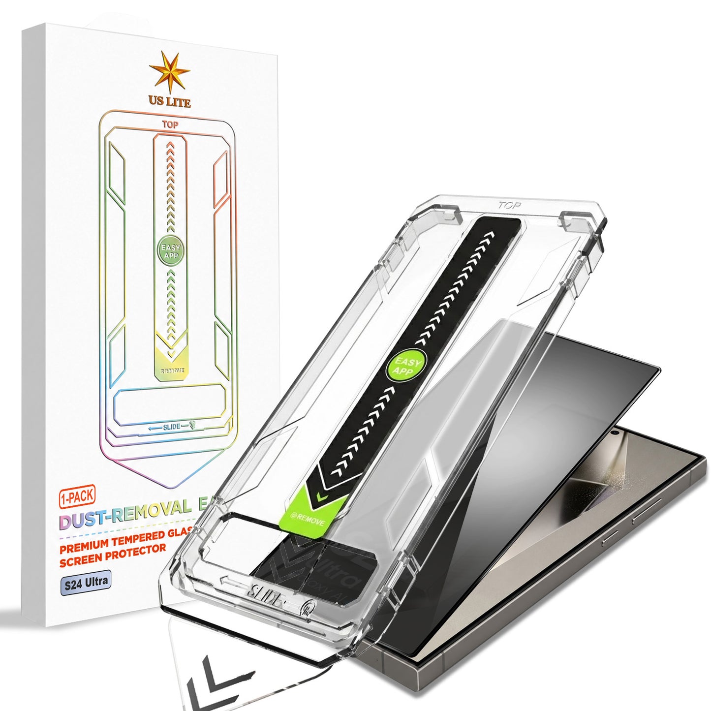 US LITE Tempered Glass Screen Protector | Align Tray | Shatterproof Screen Protection | 9H Hardness | Bubble-Free | Easy Installation Tool Kit For iPhone & Samsung Series