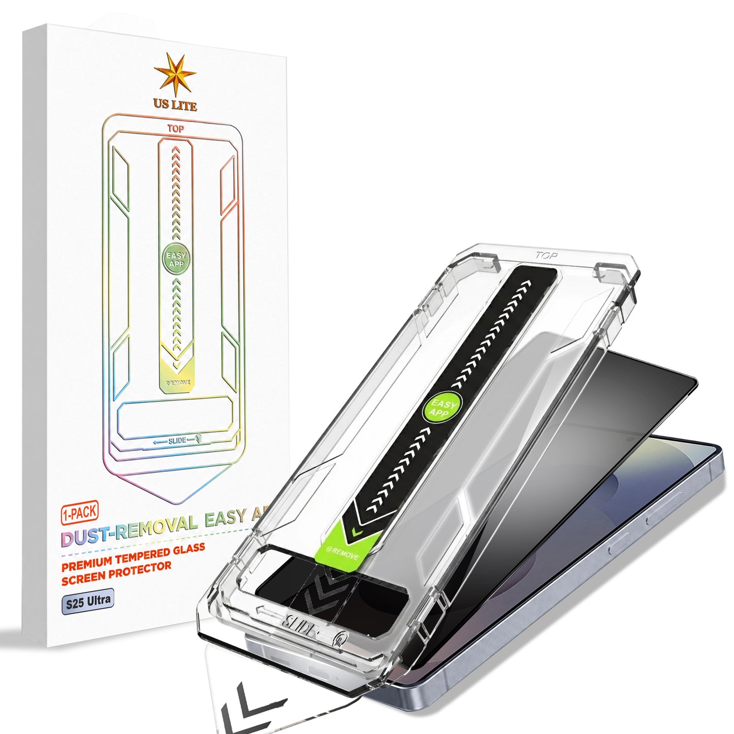 US LITE Tempered Glass Screen Protector | Align Tray | Shatterproof Screen Protection | 9H Hardness | Bubble-Free | Easy Installation Tool Kit For iPhone & Samsung Series