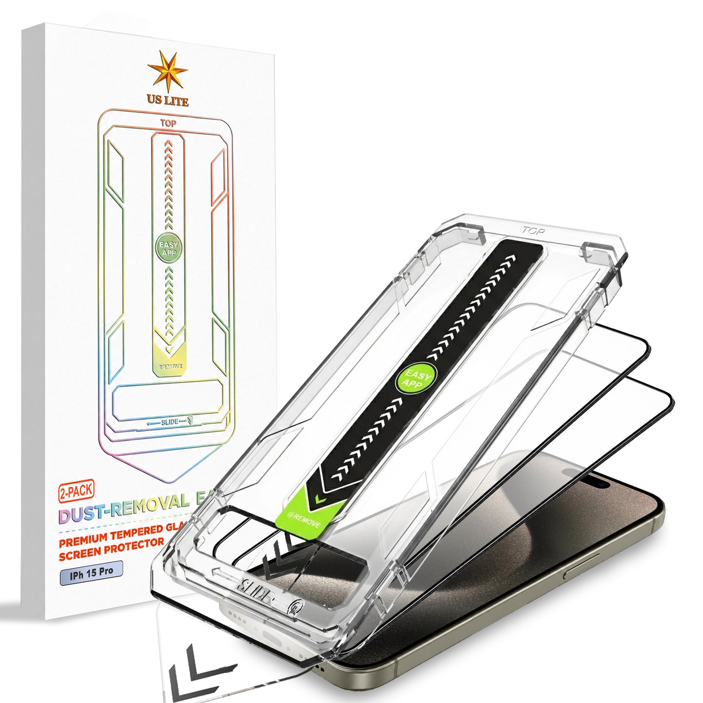 US LITE Tempered Glass Screen Protector | Align Tray | Shatterproof Screen Protection | 9H Hardness | Bubble-Free | Easy Installation Tool Kit For iPhone & Samsung Series